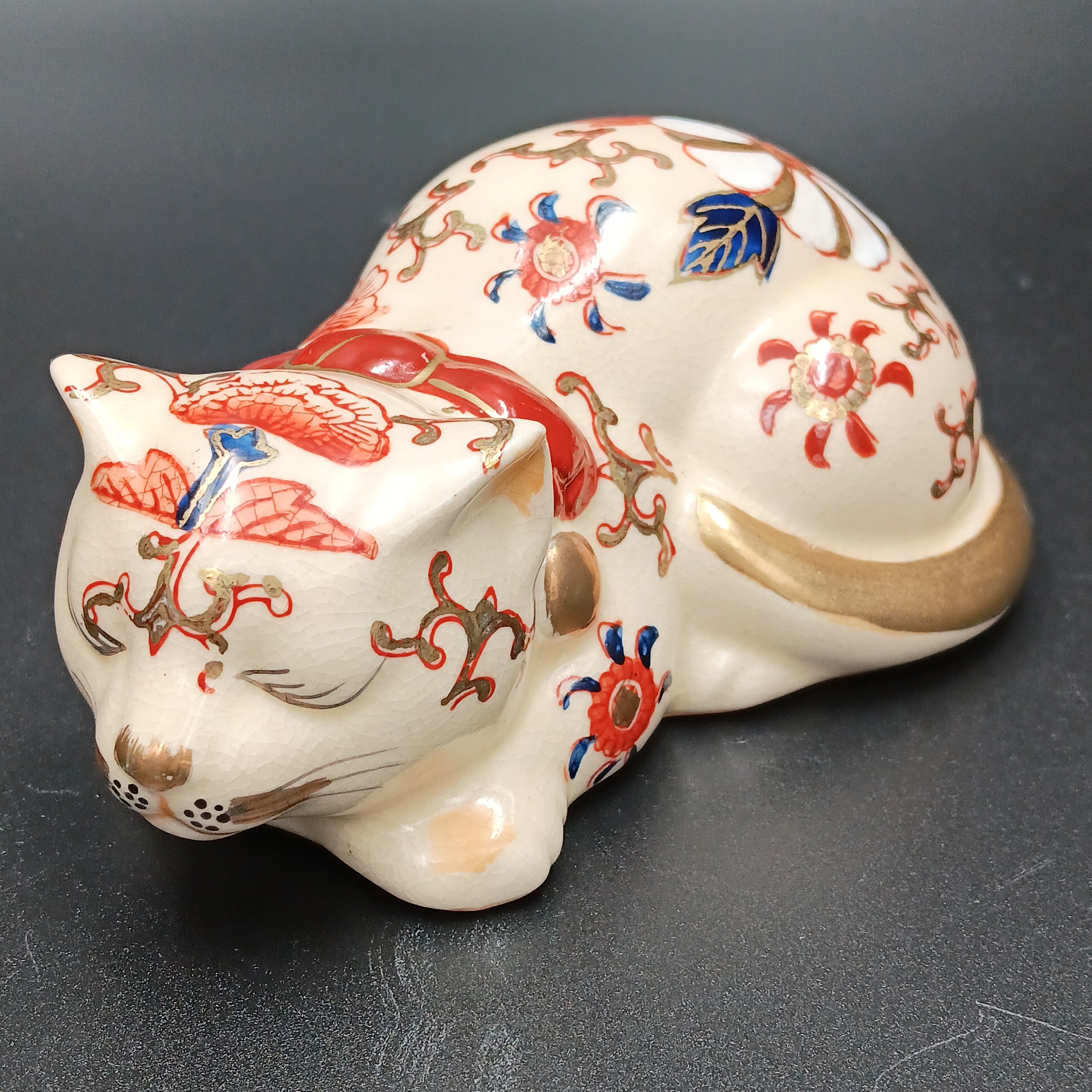 Vintage Takahashi "Nemuri Neko" Porcelain Cat Figurine