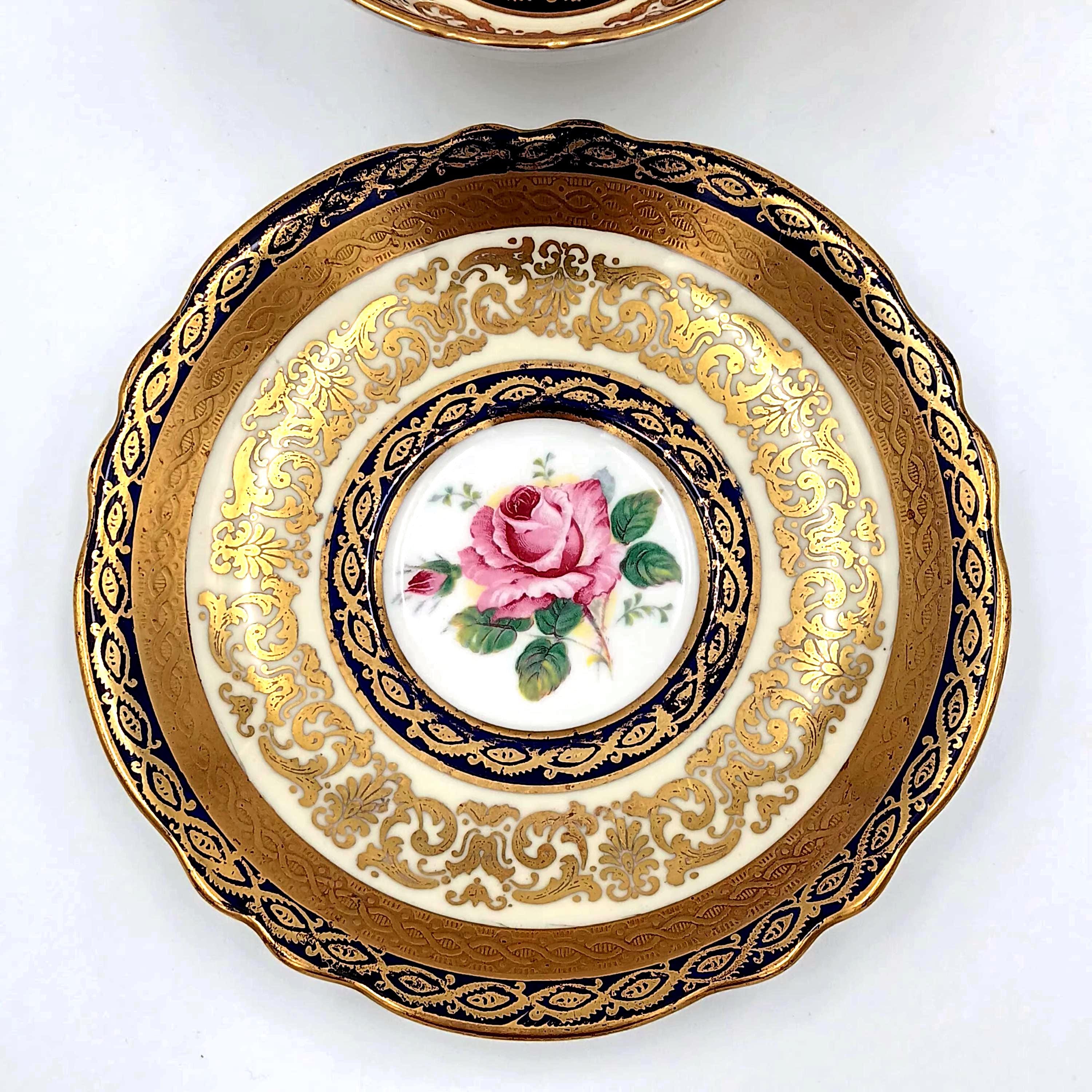 Paragon, Double Warrant, Cobalt Blue, Floating Rose Teacup & Saucer