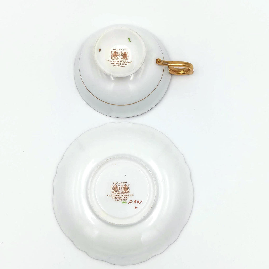 Paragon, Double Warrant, Cobalt Blue, Floating Rose Teacup & Saucer