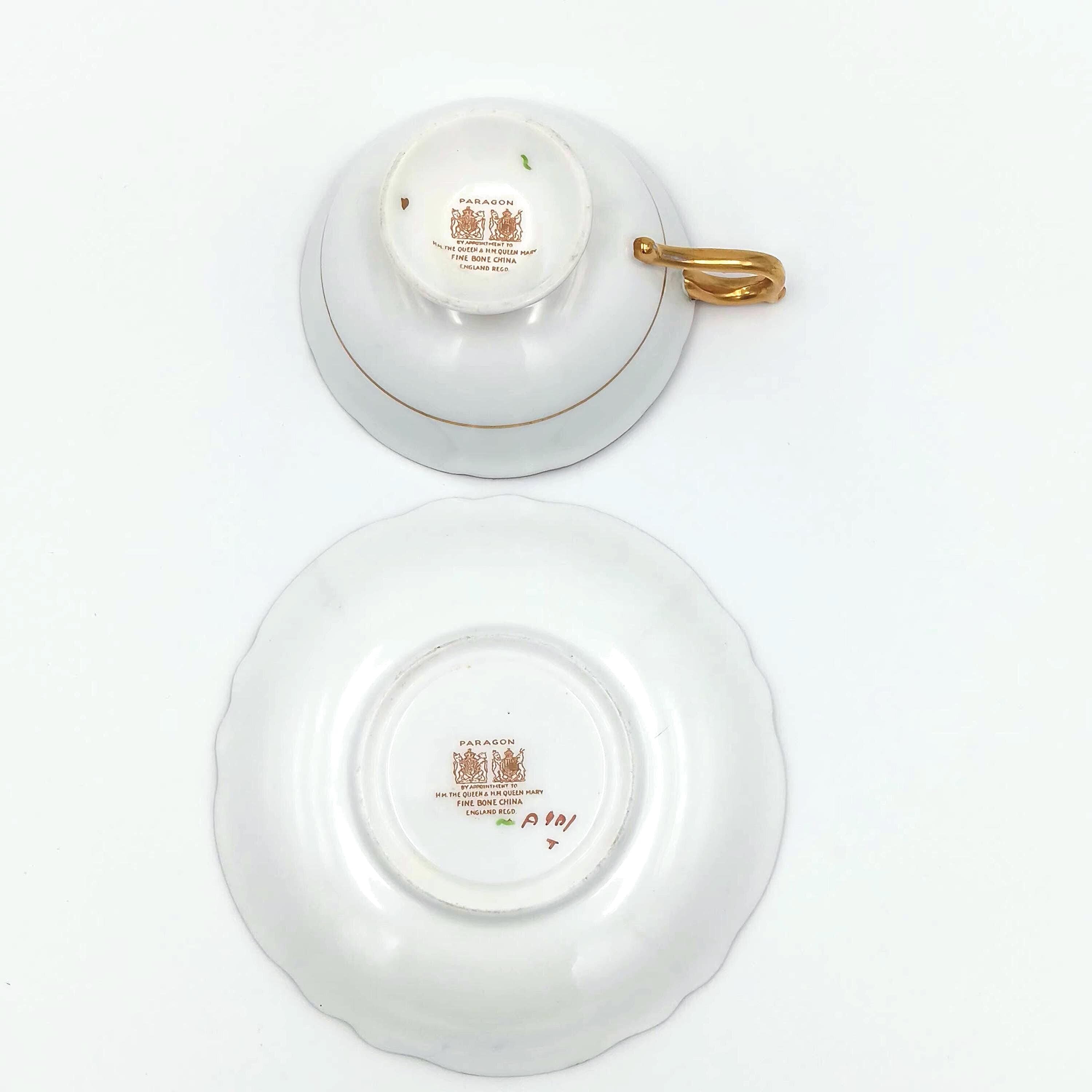 Paragon, Double Warrant, Cobalt Blue, Floating Rose Teacup & Saucer
