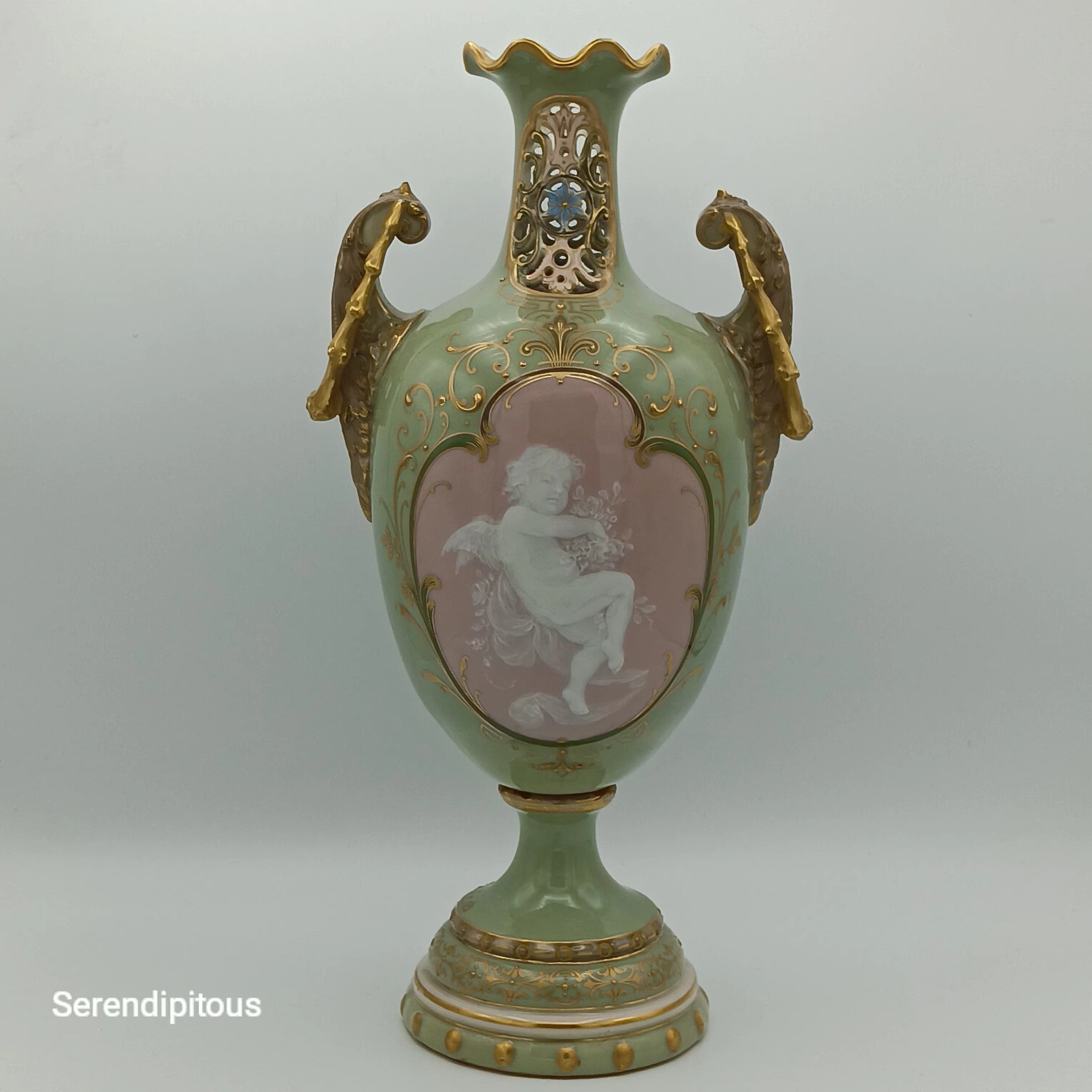 Rare Art Nouveau Porcelain – Ernst Wahliss Cherub Vase, Austria c.1900