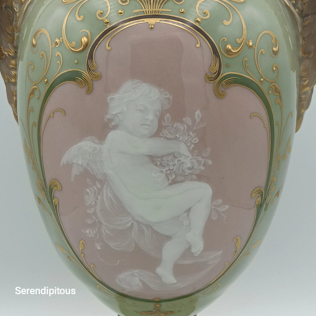Rare Art Nouveau Porcelain – Ernst Wahliss Cherub Vase, Austria c.1900
