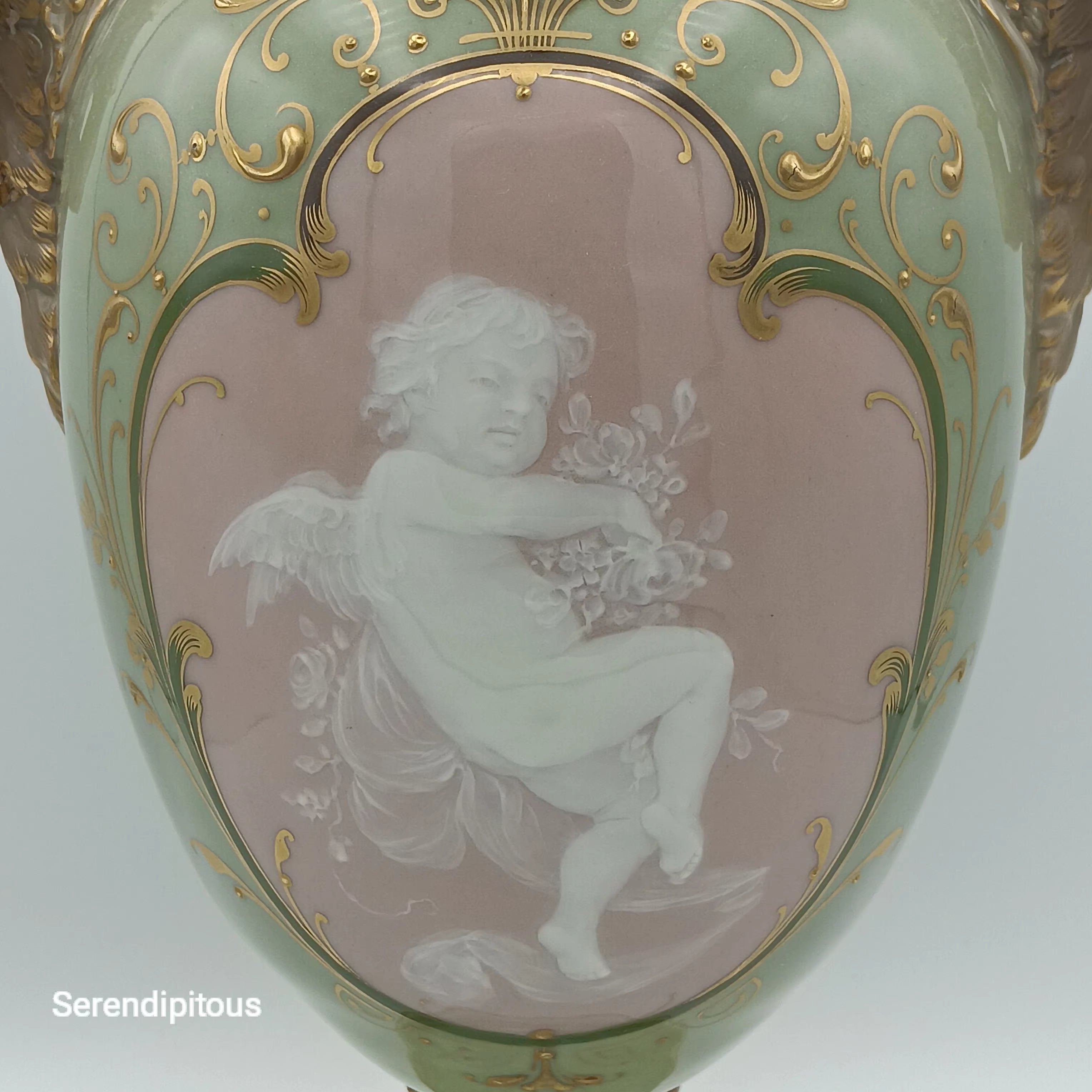 Rare Art Nouveau Porcelain – Ernst Wahliss Cherub Vase, Austria c.1900