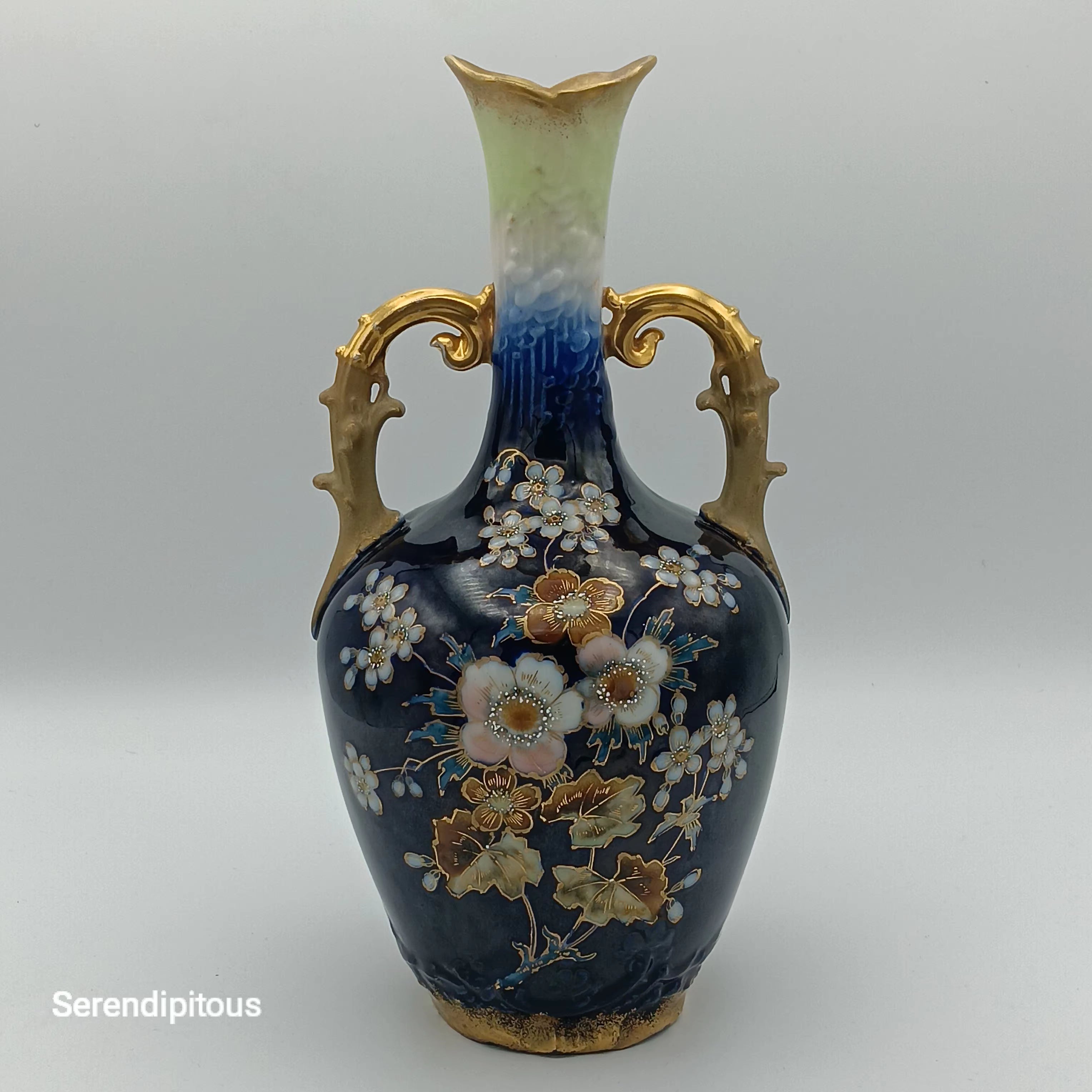 Ornate Opulence: Amphora’s Floral Fantasy in Cobalt & Gold