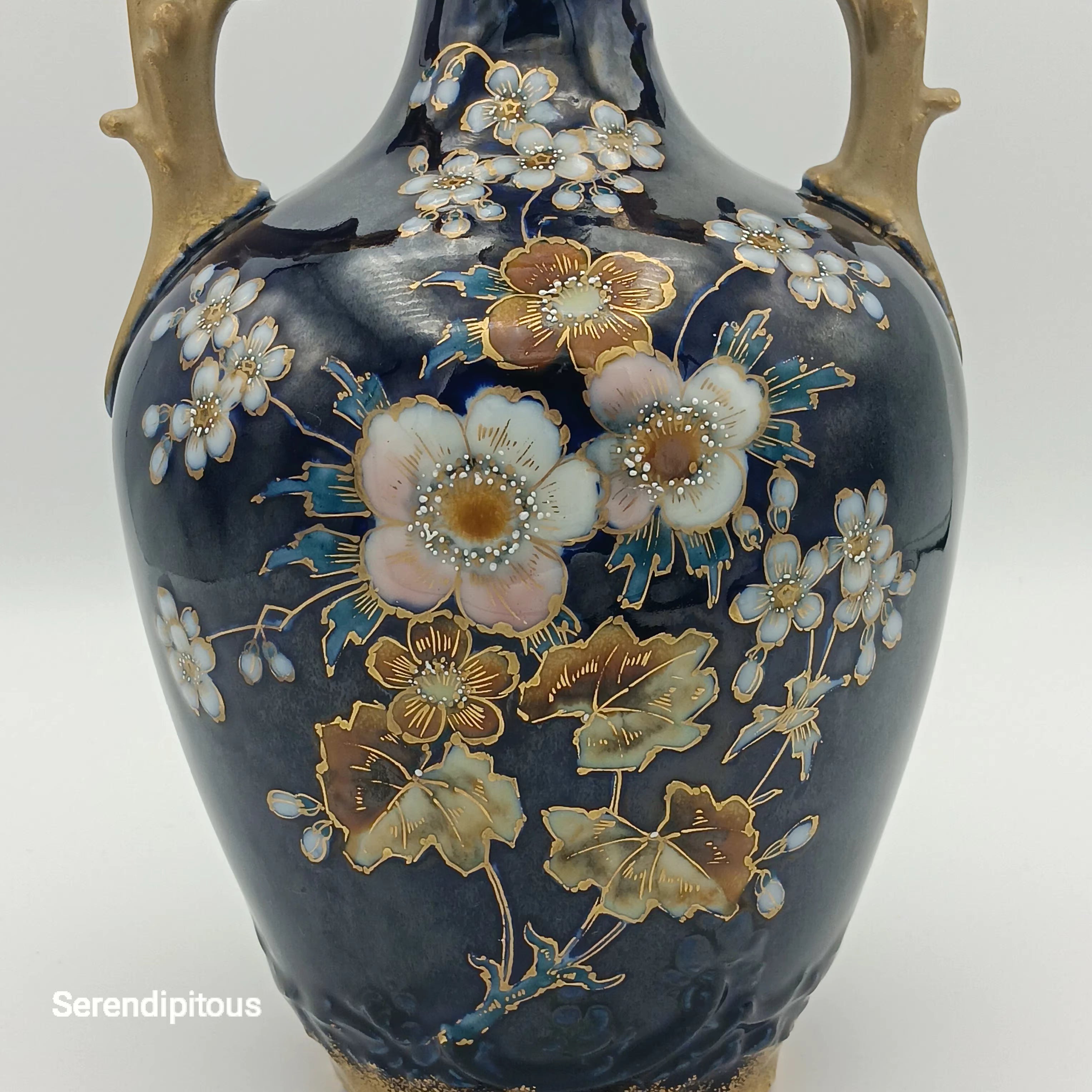 Ornate Opulence: Amphora’s Floral Fantasy in Cobalt & Gold