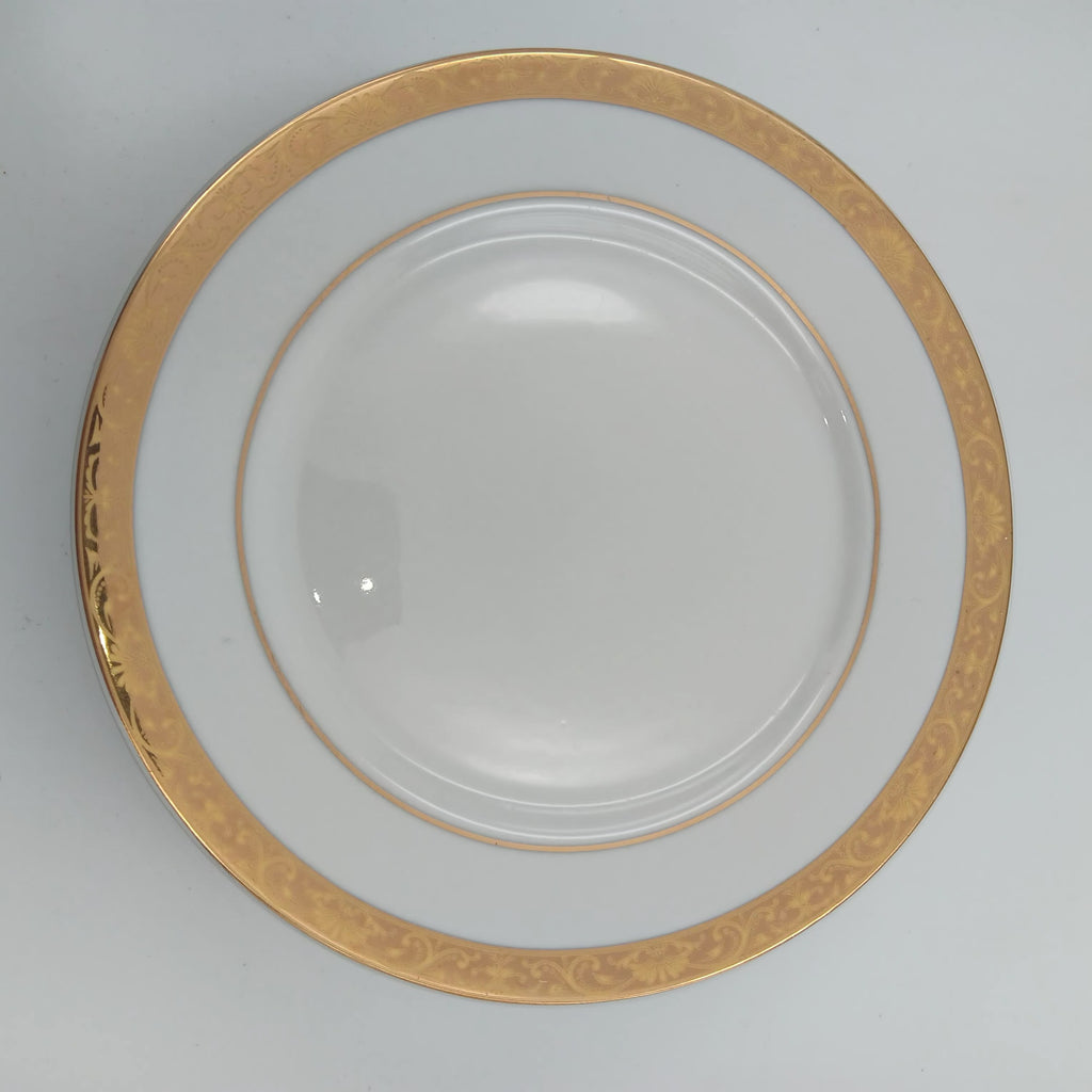 Elegant white porcelain Bread & Butter plate with gold trim from luxury china set