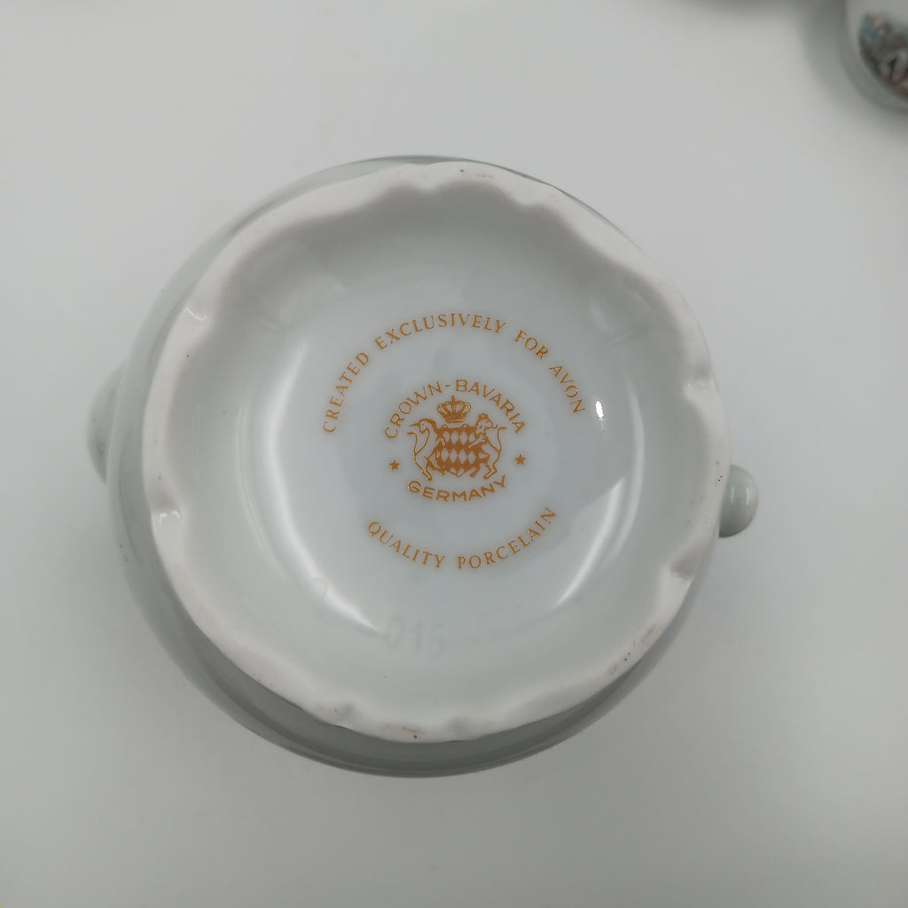 Avon Collector Tea Set – Crown Bavaria Winter Scene Grist Mill, Vintage Porcelain China