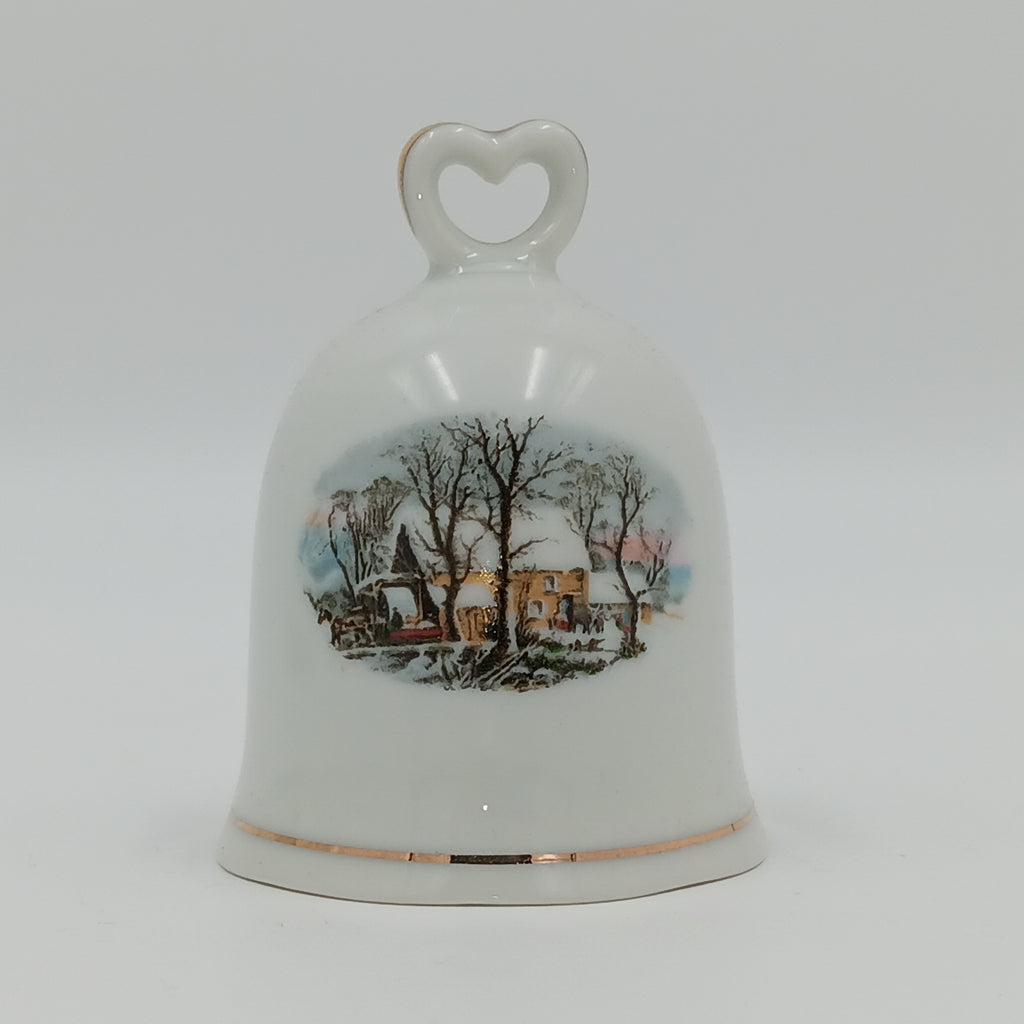Avon Collector Tea Set – Crown Bavaria Winter Scene Grist Mill, Vintage Porcelain China