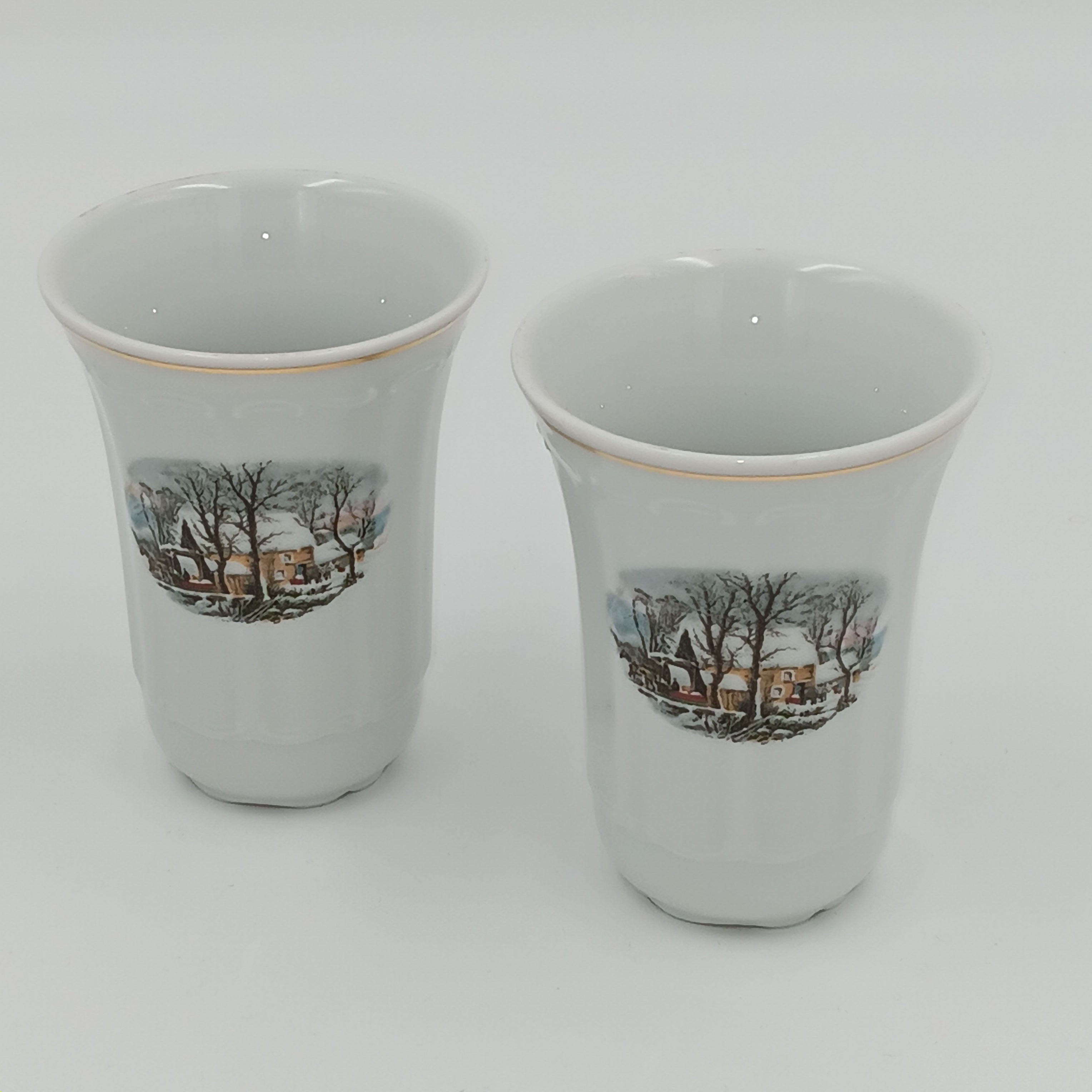 Avon Collector Tea Set – Crown Bavaria Winter Scene Grist Mill, Vintage Porcelain China