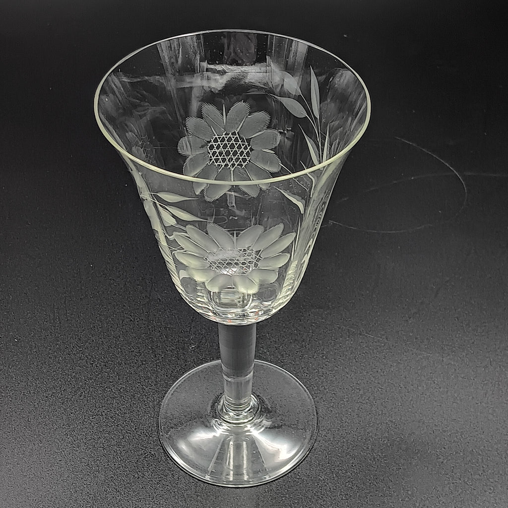 WJ Hughes cut 'Cornflower' design 6.5" water glass. 