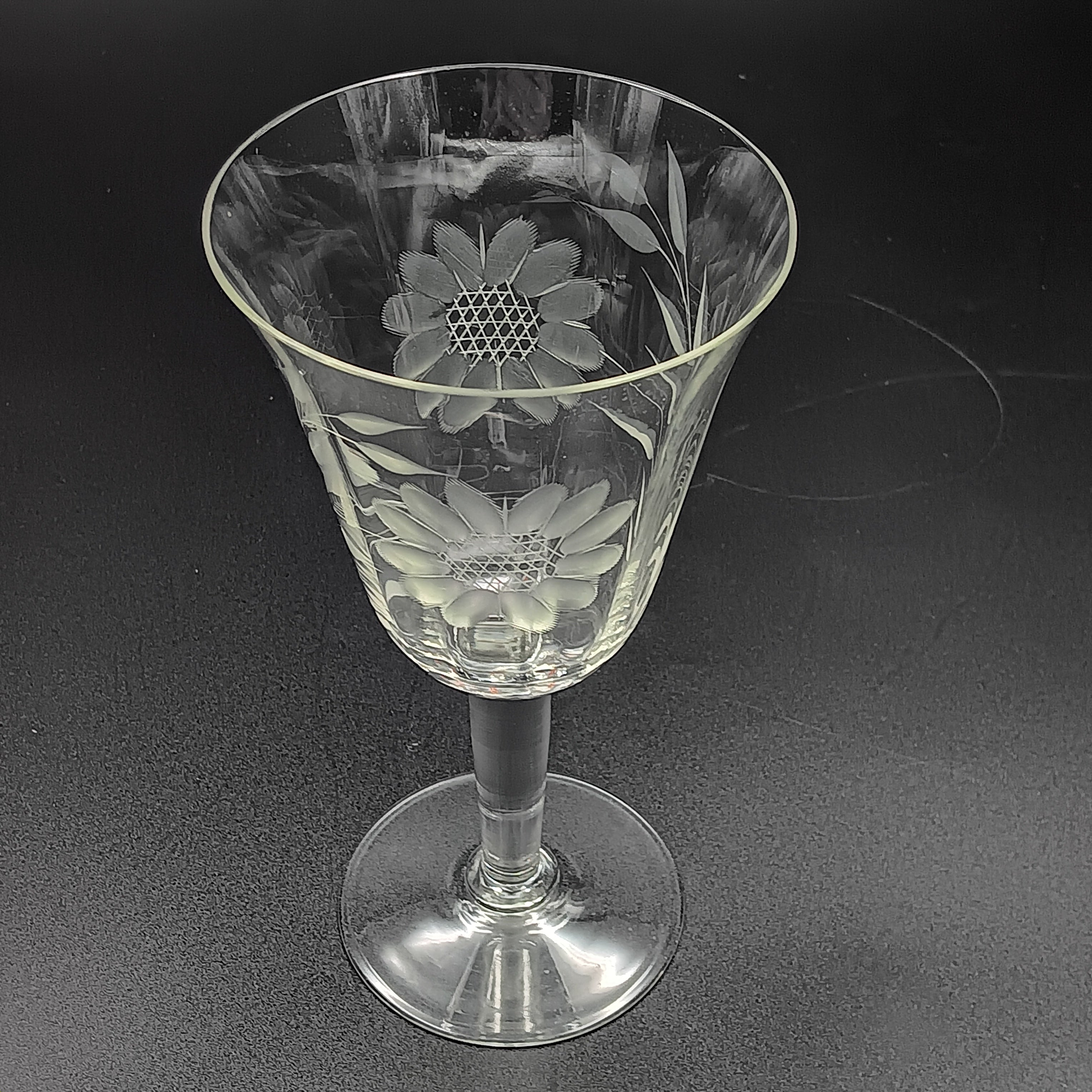 WJ Hughes cut 'Cornflower' design 6.5" water glass. 
