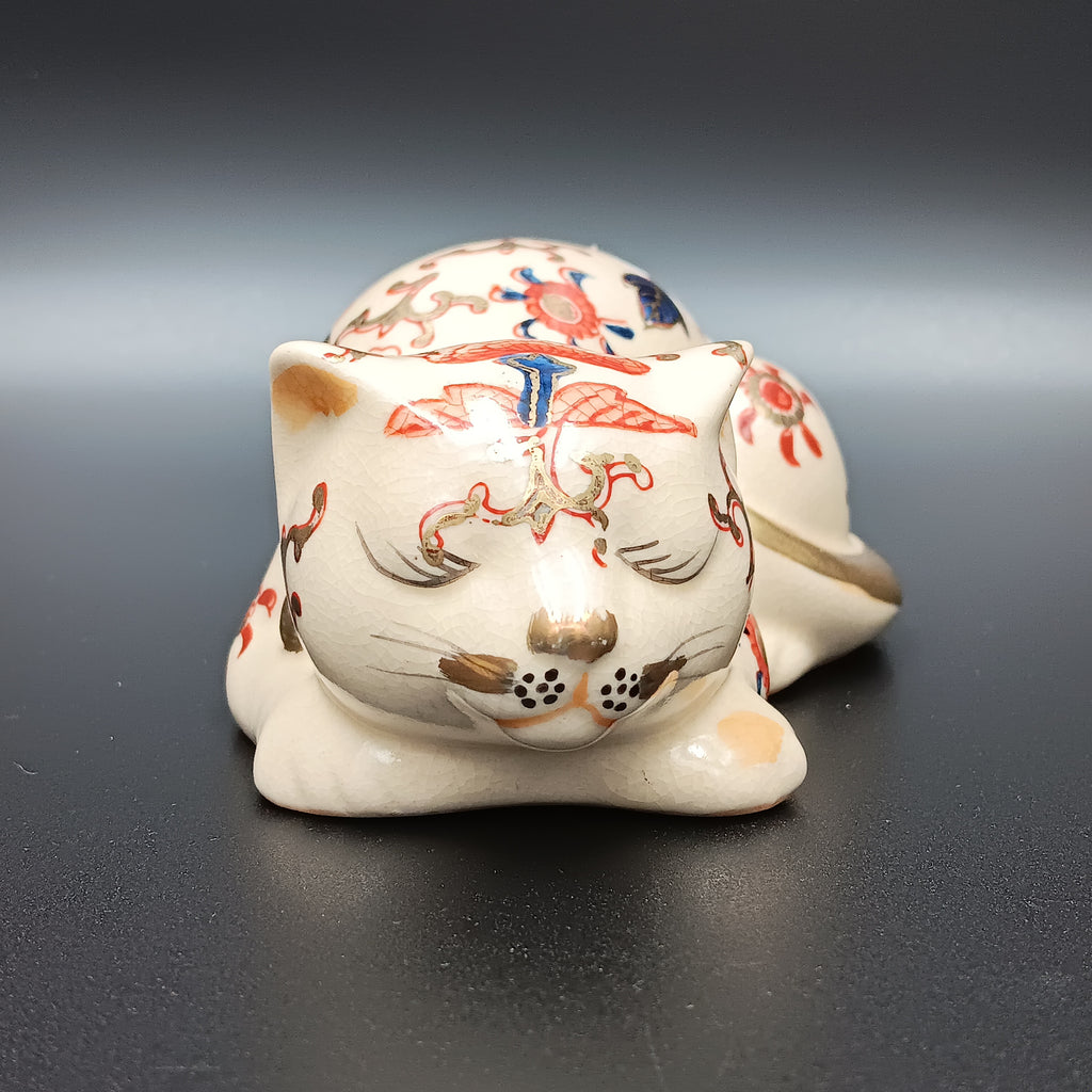 Vintage Takahashi "Nemuri Neko" Porcelain Cat Figurine
