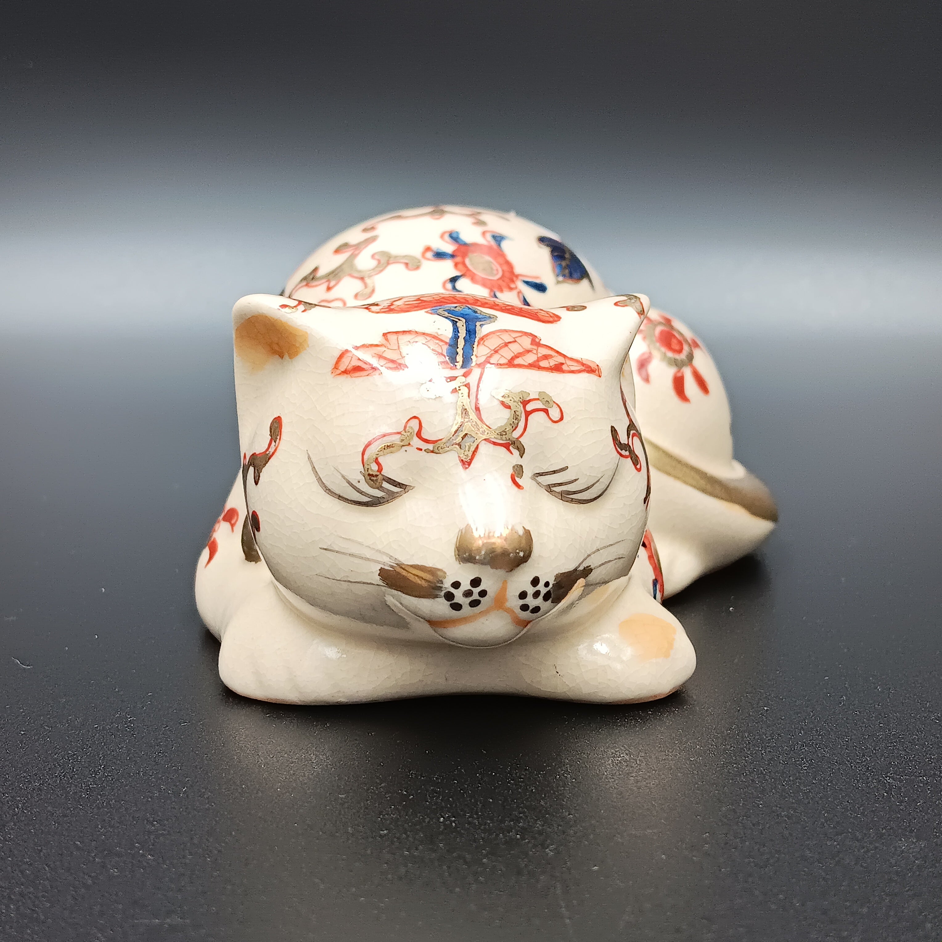 Vintage Takahashi "Nemuri Neko" Porcelain Cat Figurine