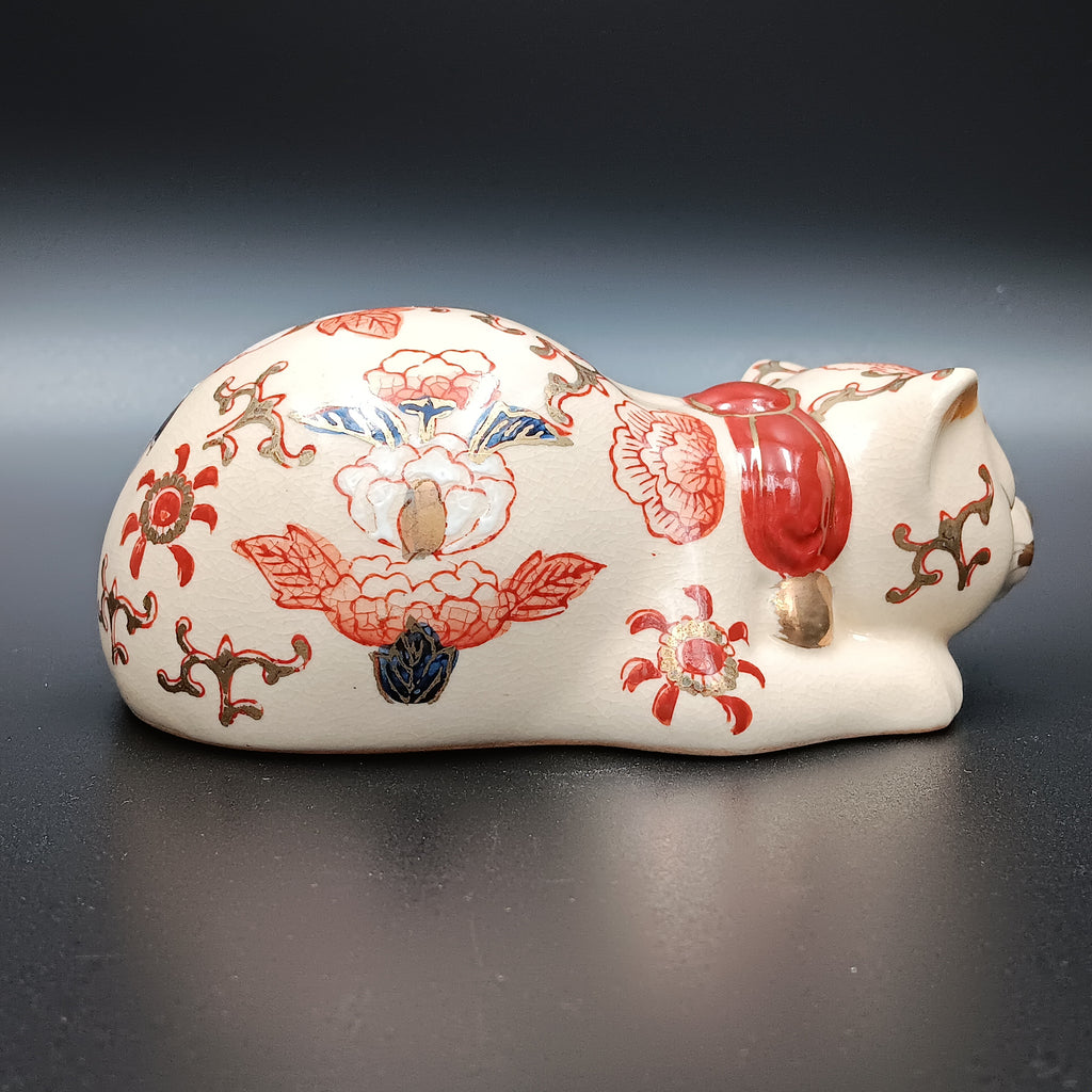 Vintage Takahashi "Nemuri Neko" Porcelain Cat Figurine