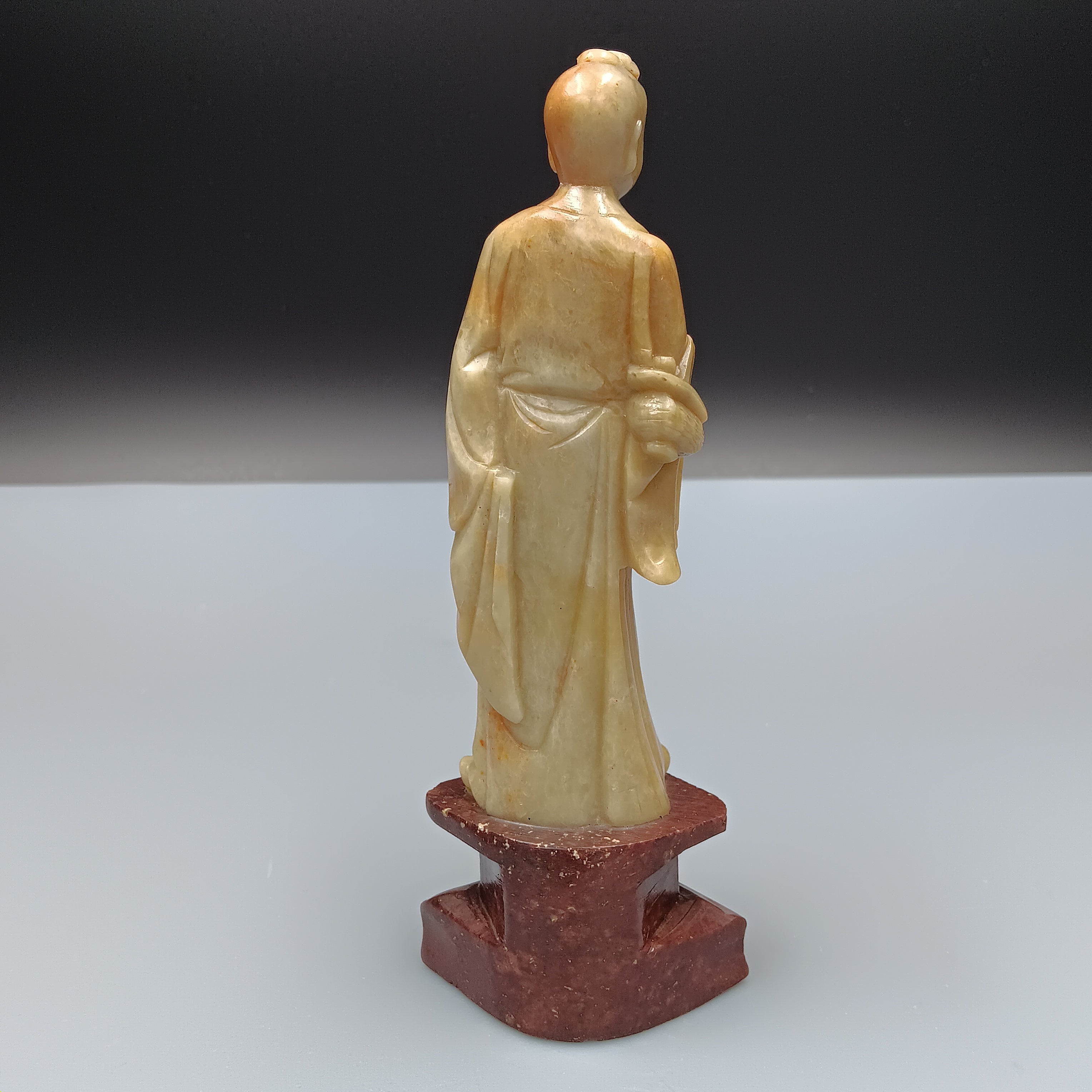 Hand Carved Soapstone figurine of 'Lan Caihe', One of the Eight Immortals in Chinese Taoism