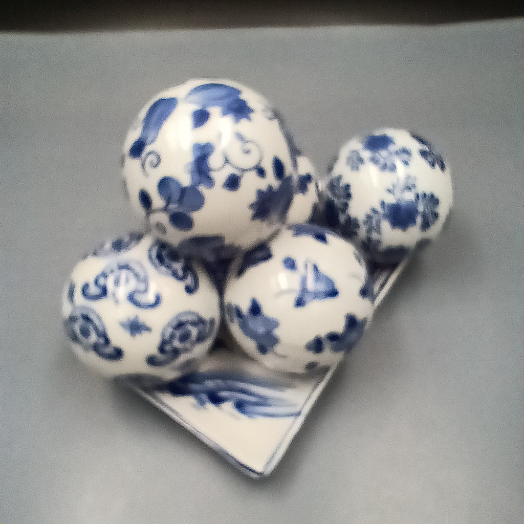 Kesywale Blue & White Porcelain Orbs (3" Diameter)