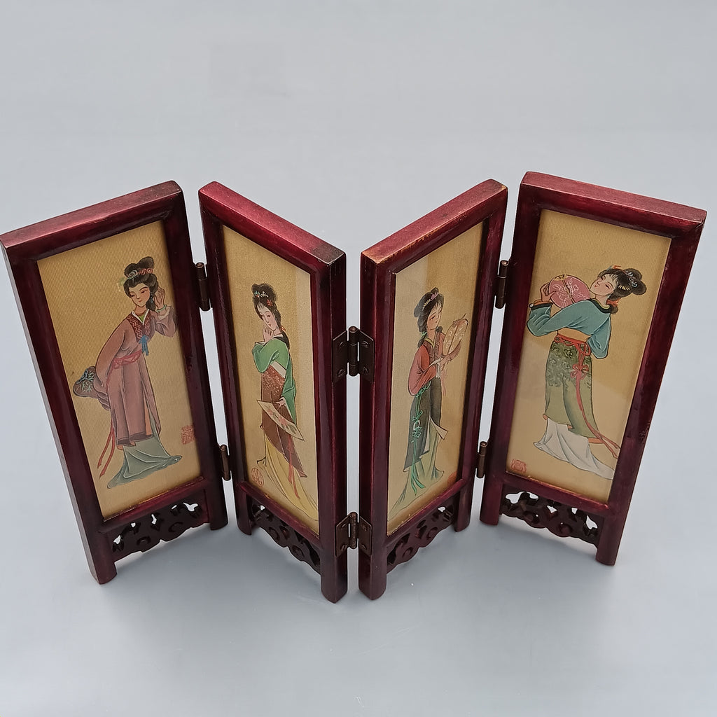 Miniature Decorative Folding Screen – Traditional Images in Printed Panels