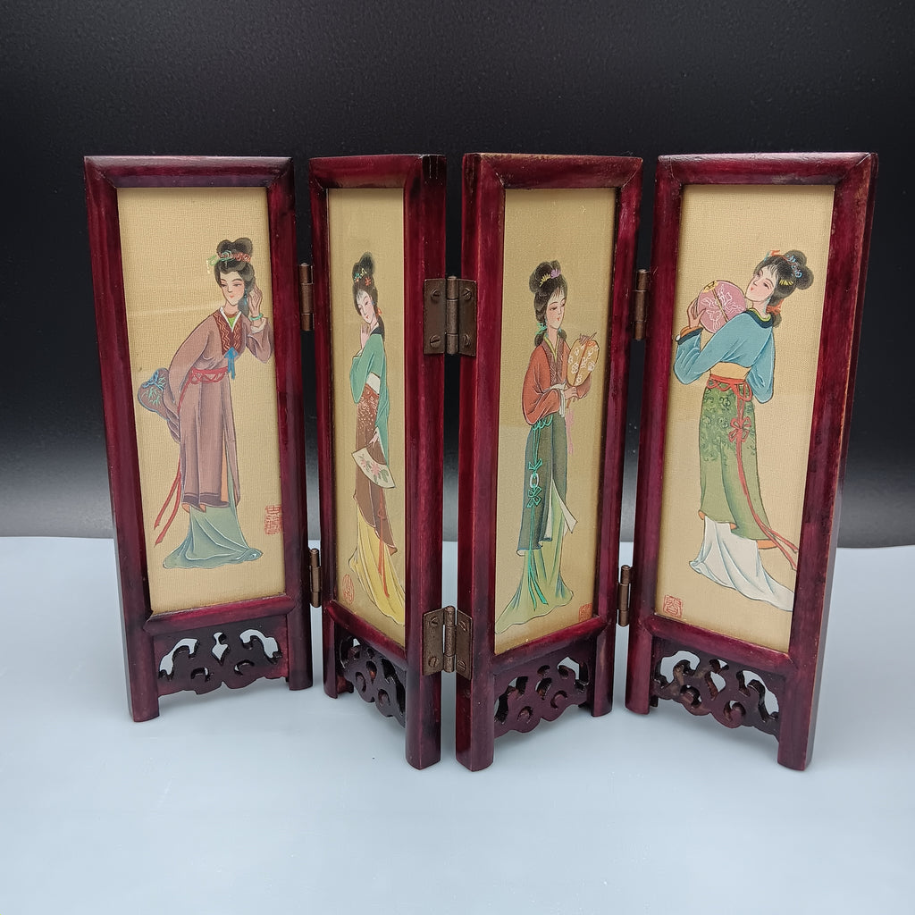 Miniature Decorative Folding Screen – Traditional Images in Printed Panels
