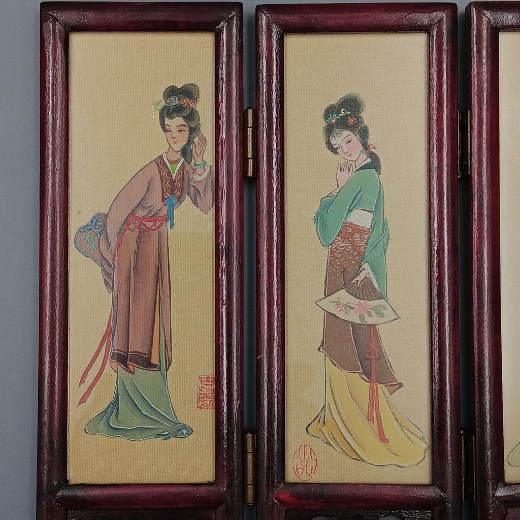 Miniature Decorative Folding Screen – Traditional Images in Printed Panels