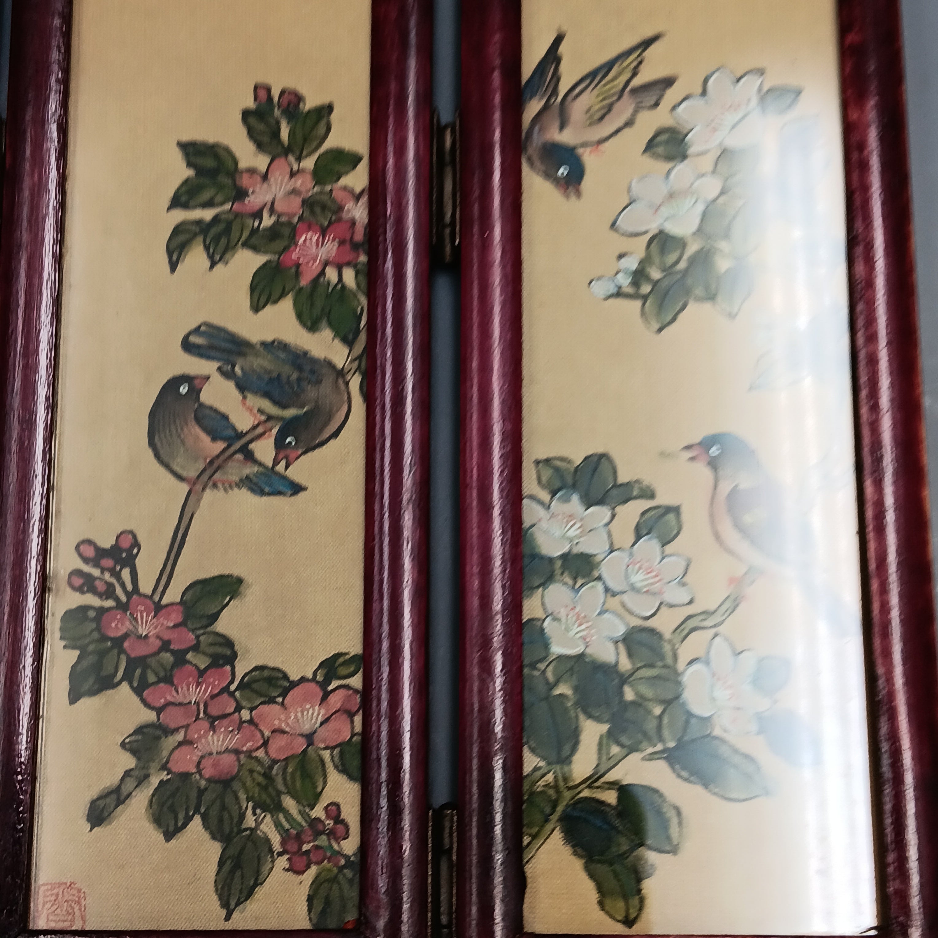 Miniature Decorative Folding Screen – Traditional Images in Printed Panels
