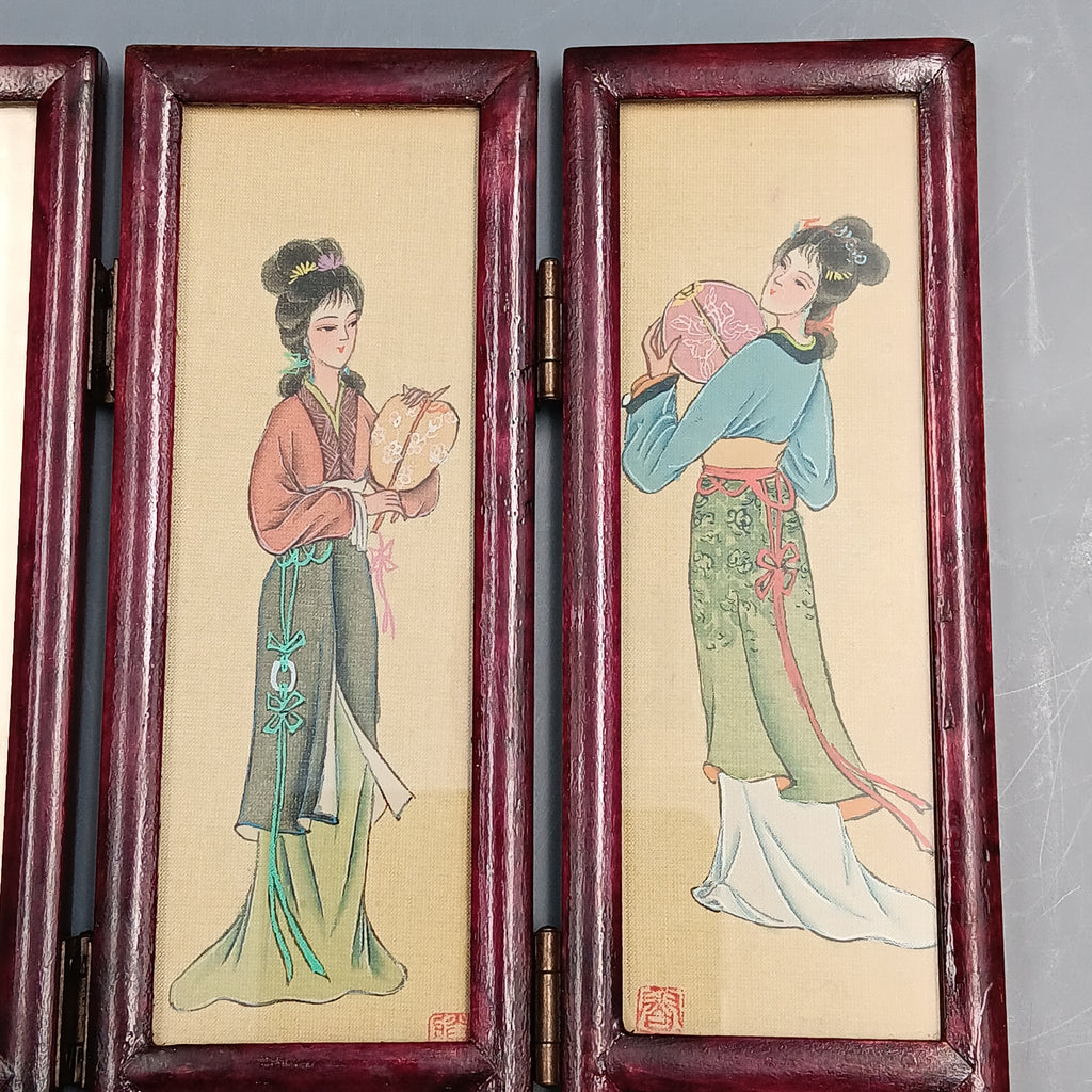 Miniature Decorative Folding Screen – Traditional Images in Printed Panels