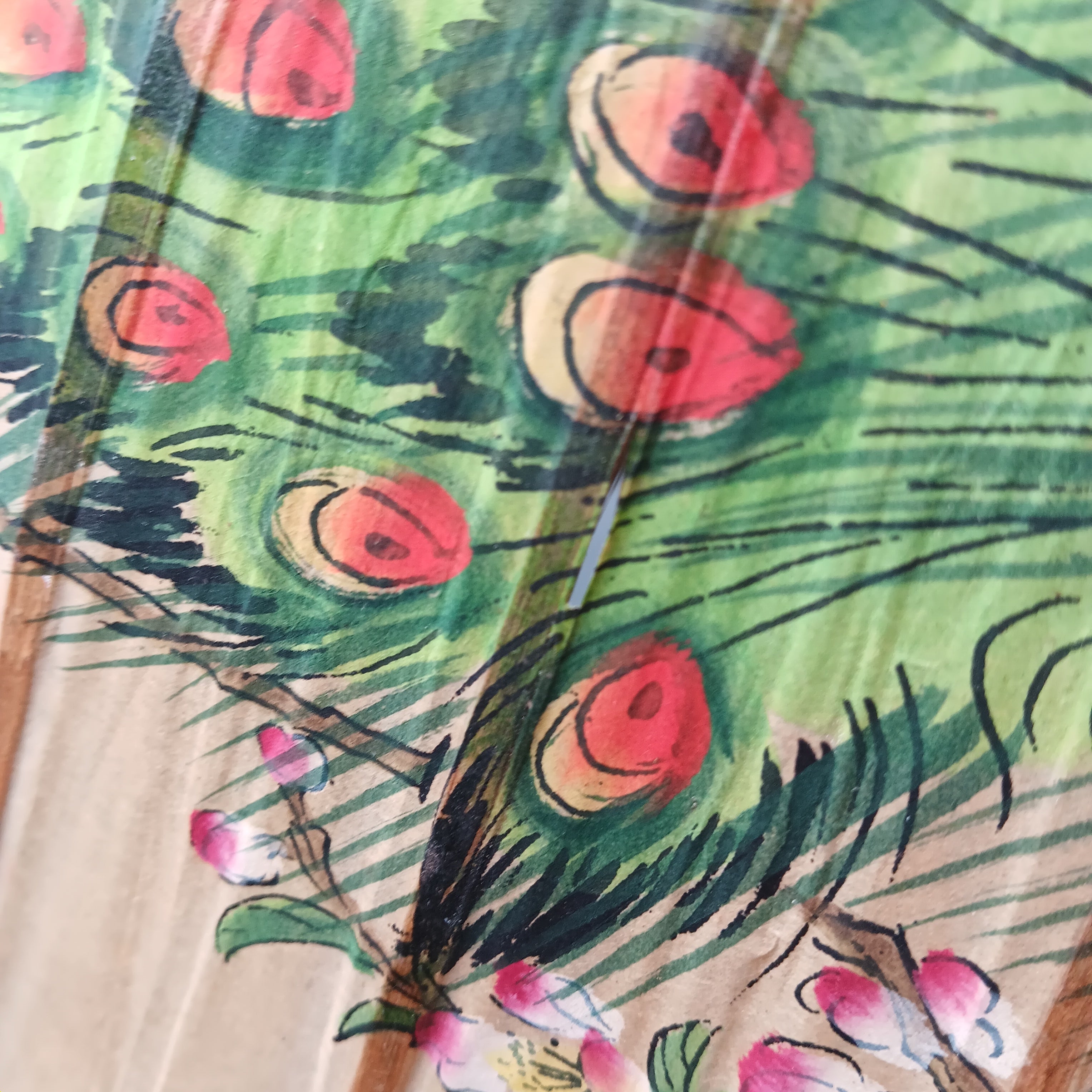 Vintage 1960s Japanese Bamboo & Rice Paper Parasol – Hand Painted
