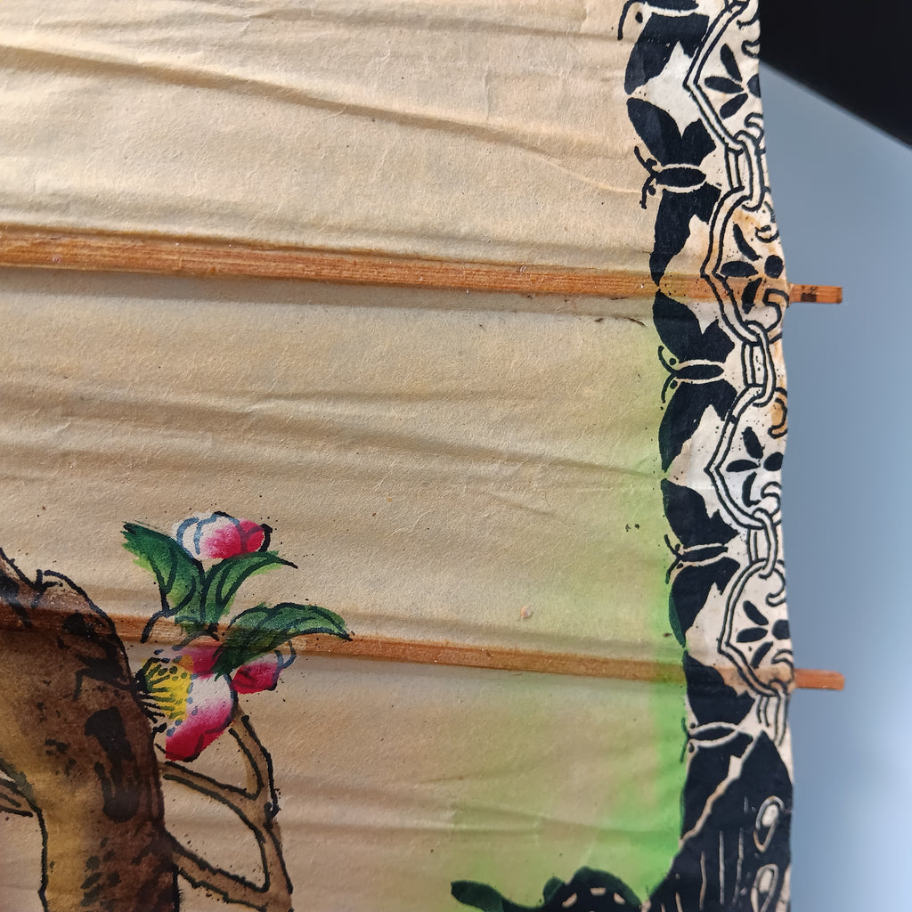 Vintage 1960s Japanese Bamboo & Rice Paper Parasol – Hand Painted