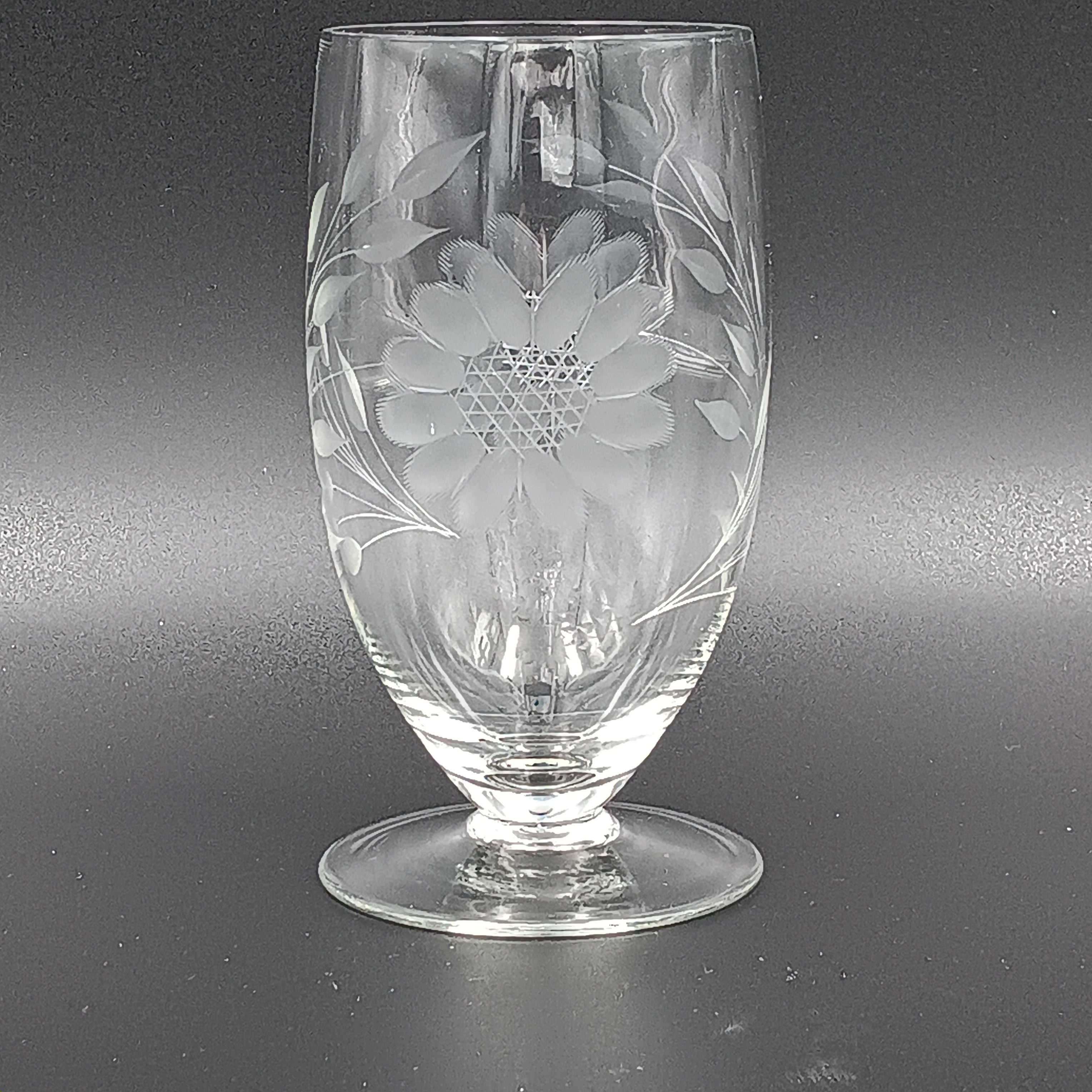 W.J. Hughes Cornflower Crystal Juice Glass – 5" Vintage Elegance
