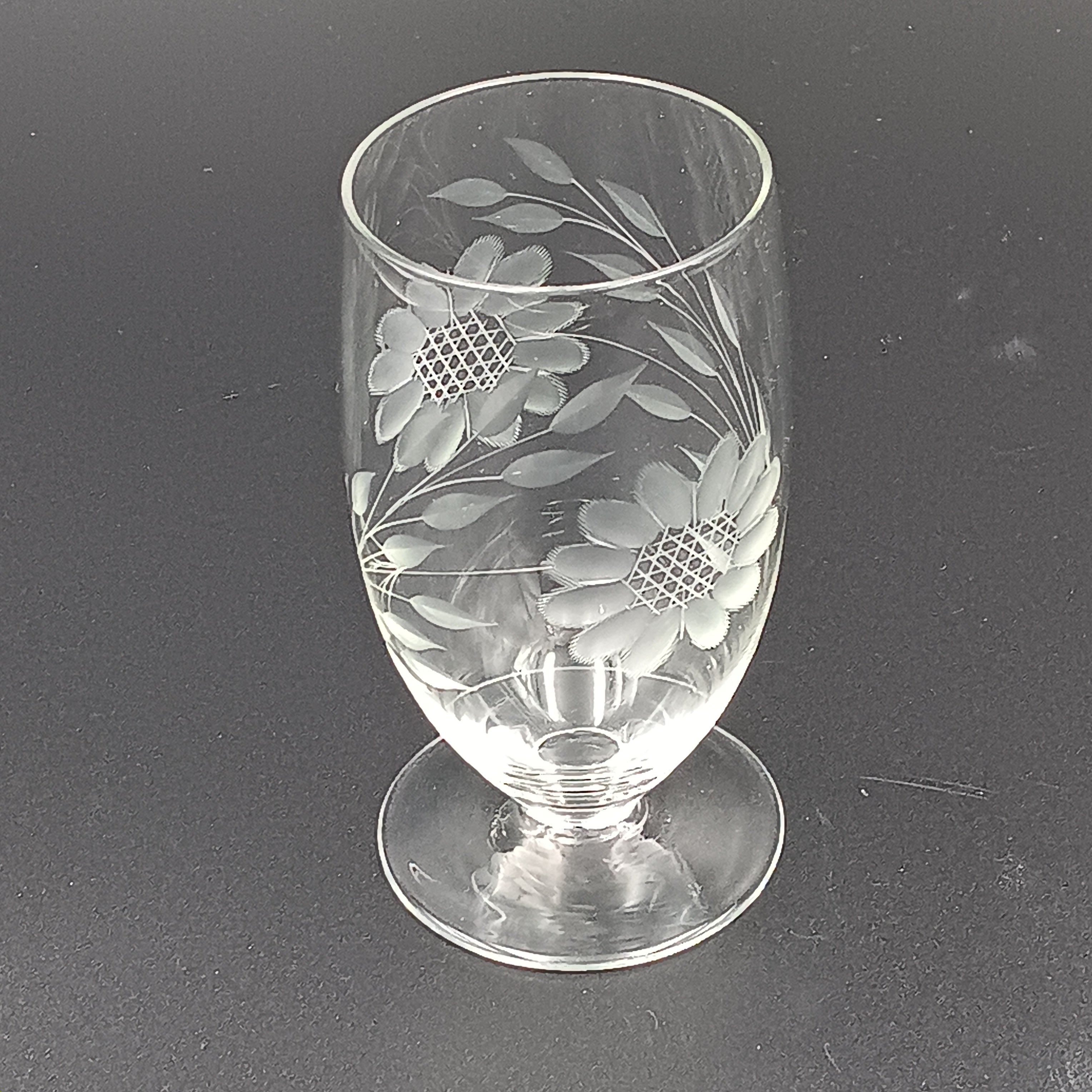 W.J. Hughes Cornflower Crystal Juice Glass – 5" Vintage Elegance