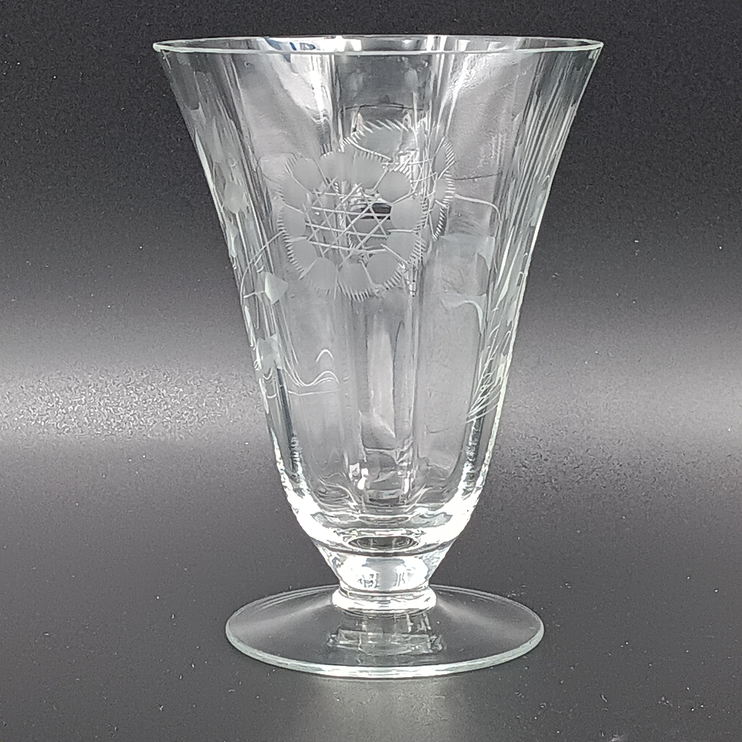 W J Hughes Cornflower Crystal Footed Tumbler – 4 7/8"