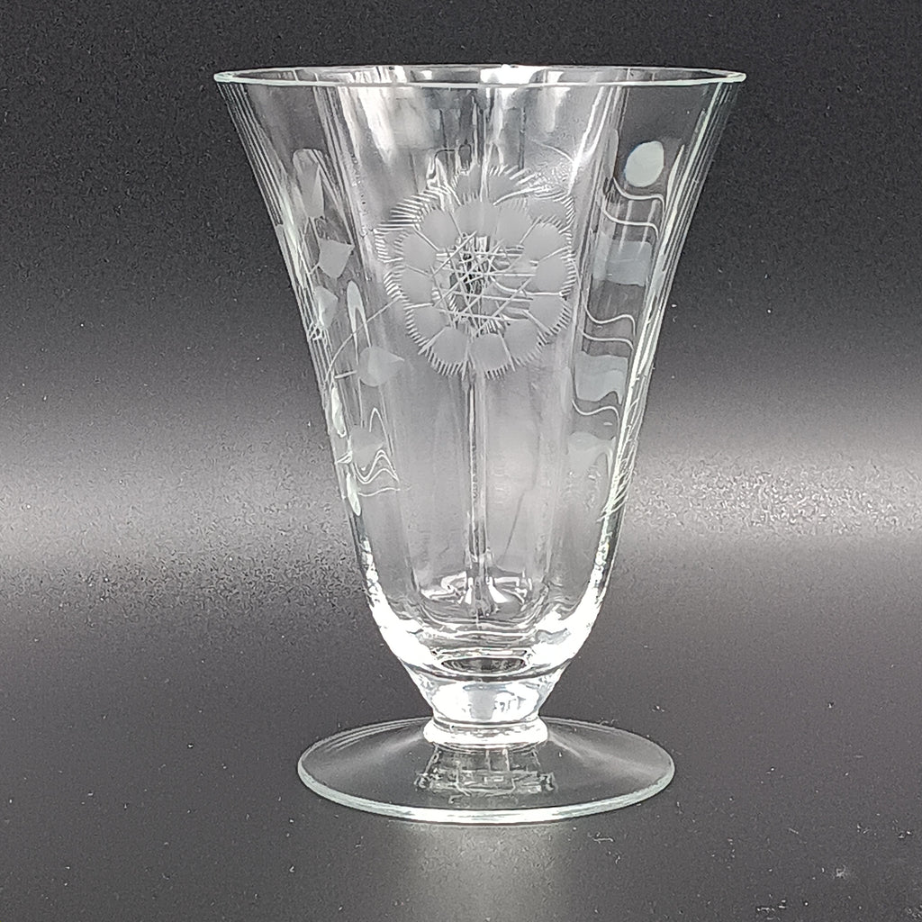 W J Hughes Cornflower Crystal Footed Tumbler – 4 7/8"