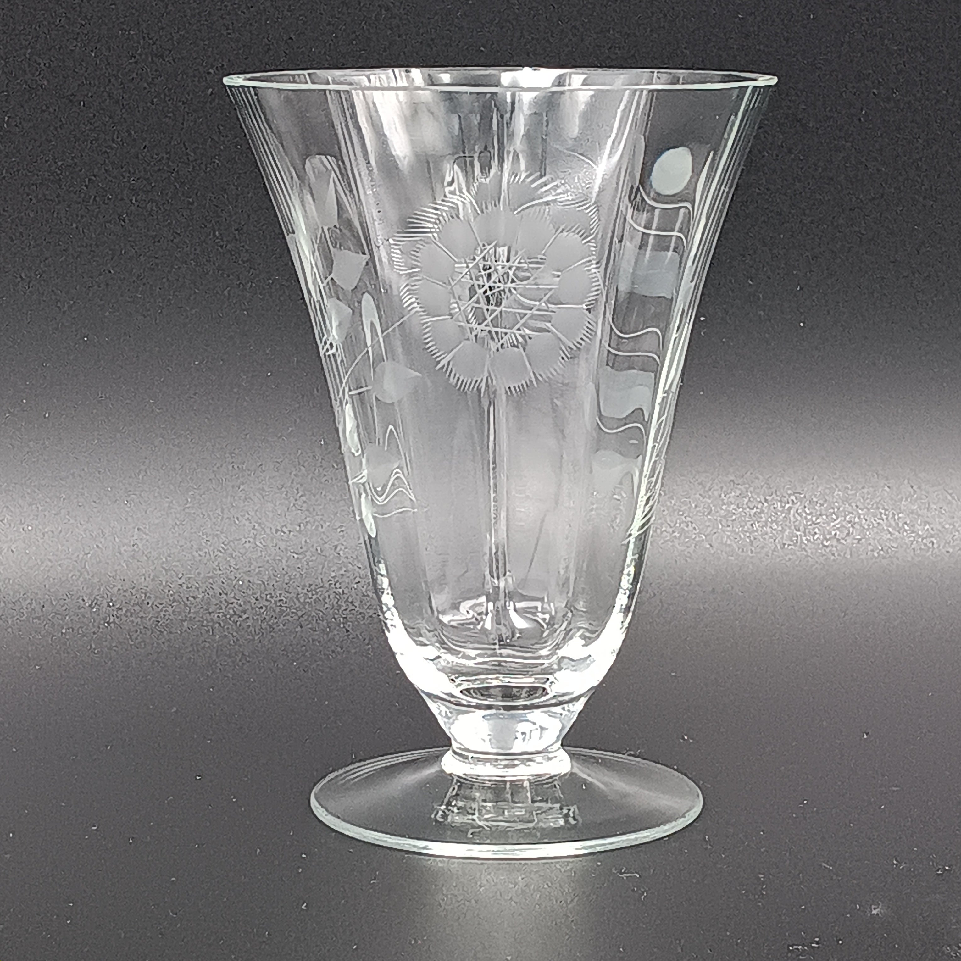 W J Hughes Cornflower Crystal Footed Tumbler – 4 7/8"
