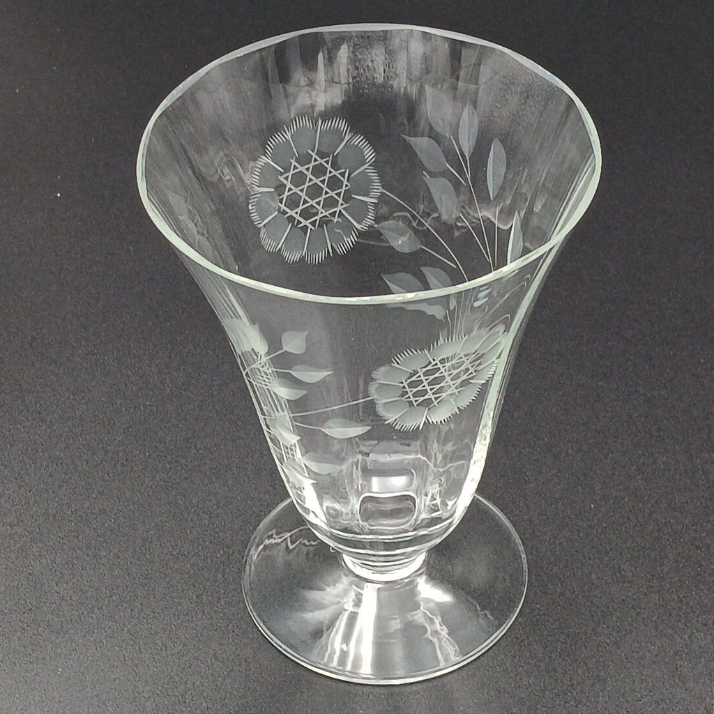 W J Hughes Cornflower Crystal Footed Tumbler – 4 7/8"