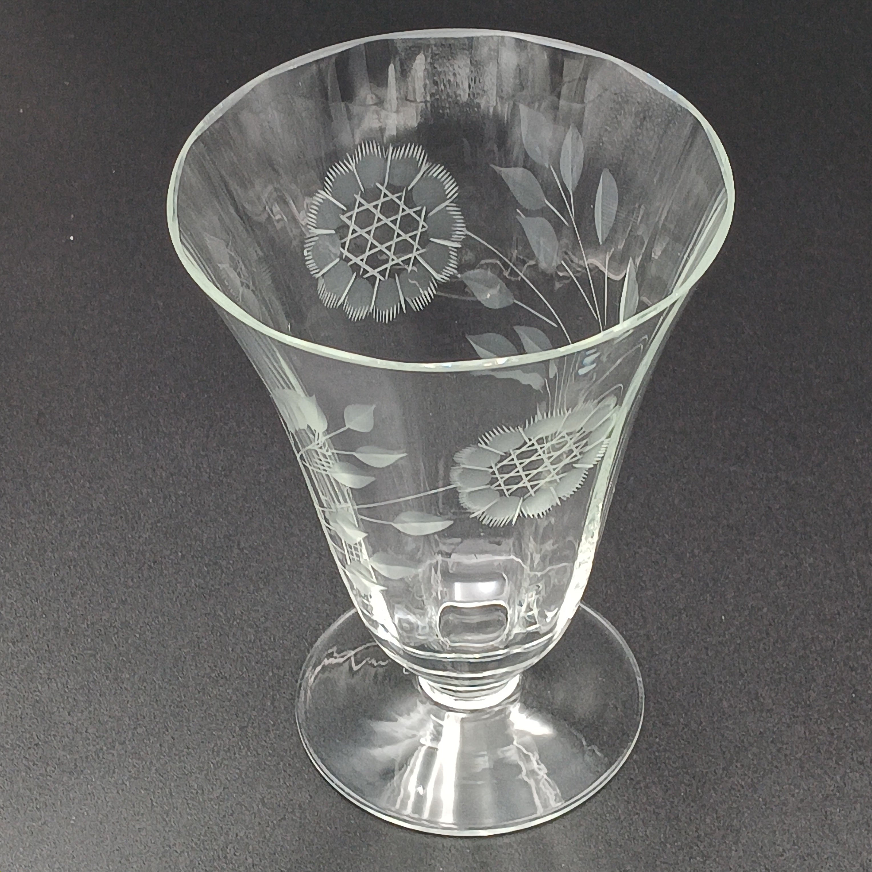 W J Hughes Cornflower Crystal Footed Tumbler – 4 7/8"