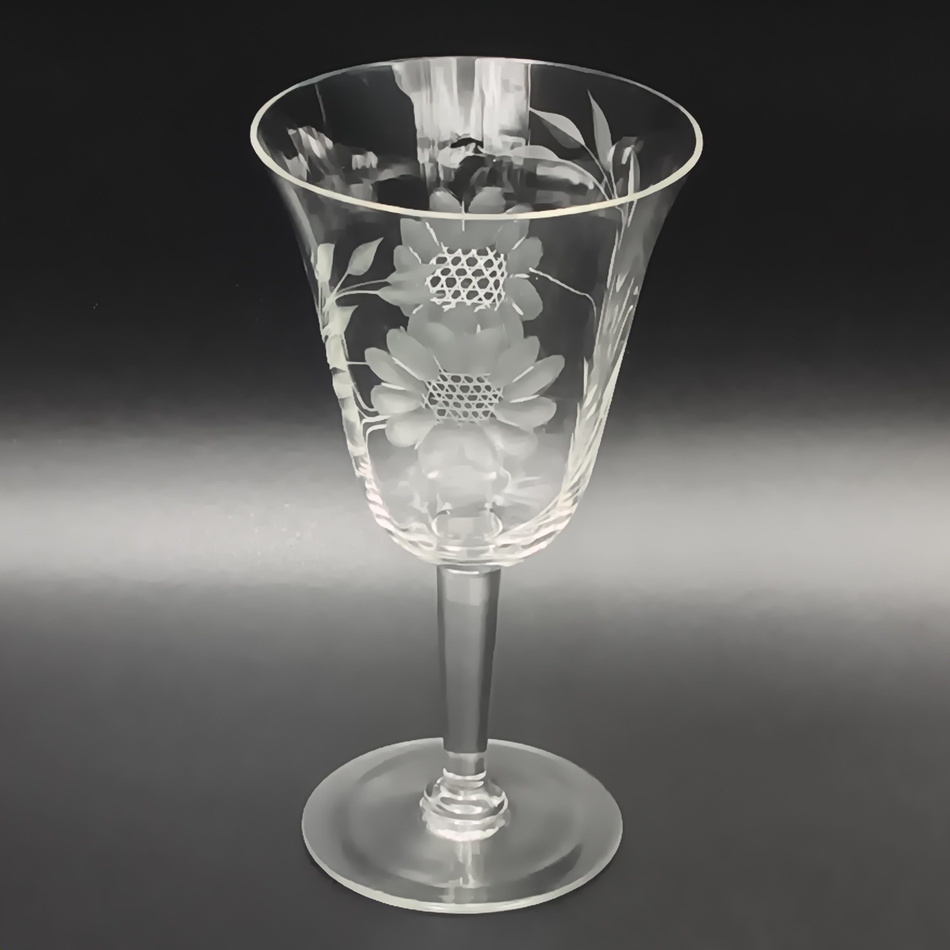 Vintage W.J. Hughes Cornflower Crystal Water Goblet – 6¾" Smooth Stem, Optic