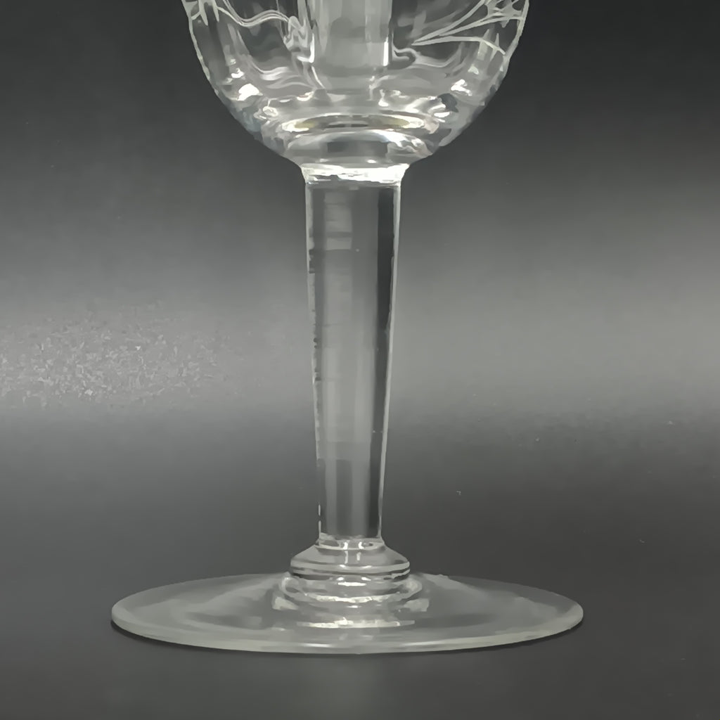Vintage W.J. Hughes Cornflower Crystal Water Goblet – 6¾" Smooth Stem, Optic
