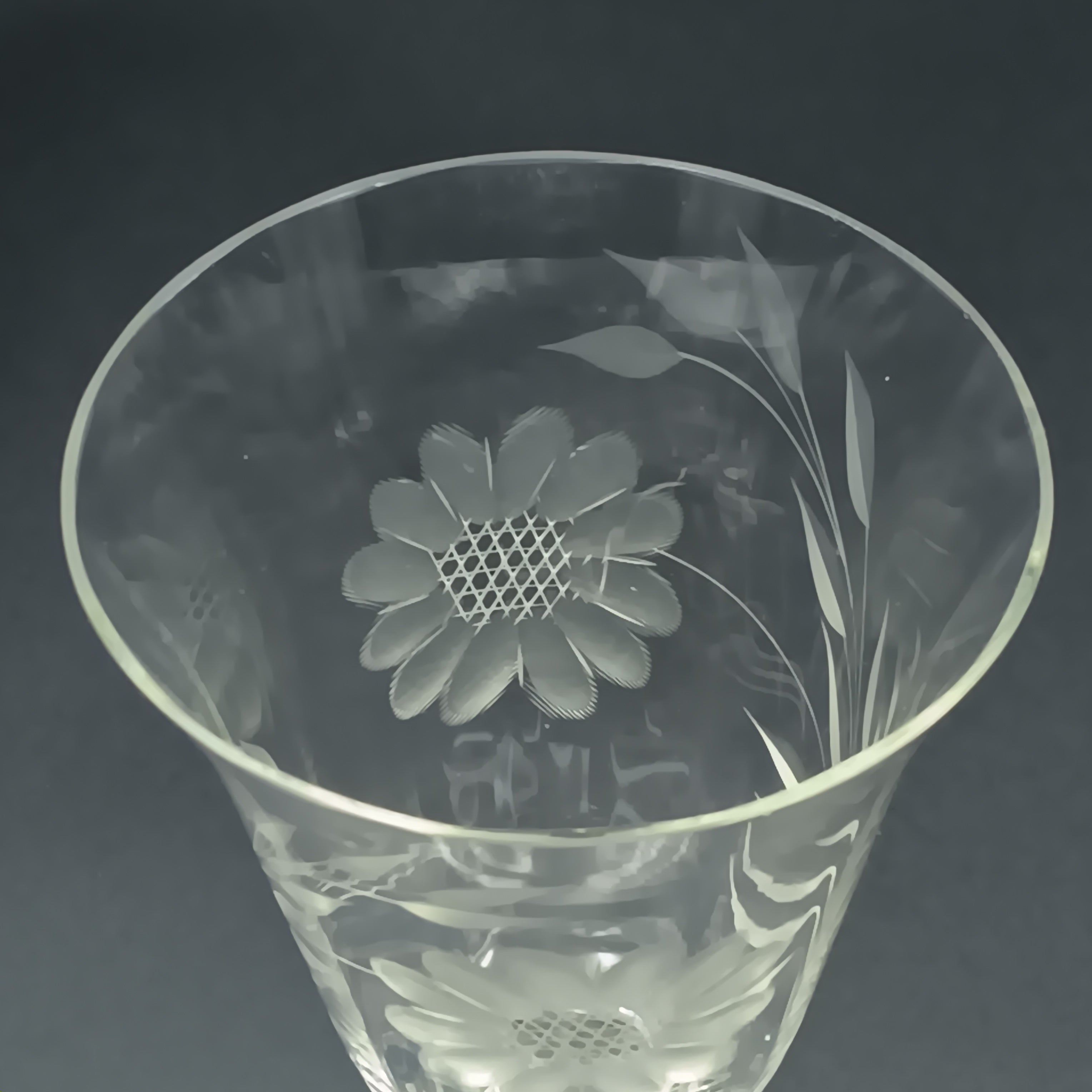 Vintage W.J. Hughes Cornflower Crystal Water Goblet – 6¾" Smooth Stem, Optic