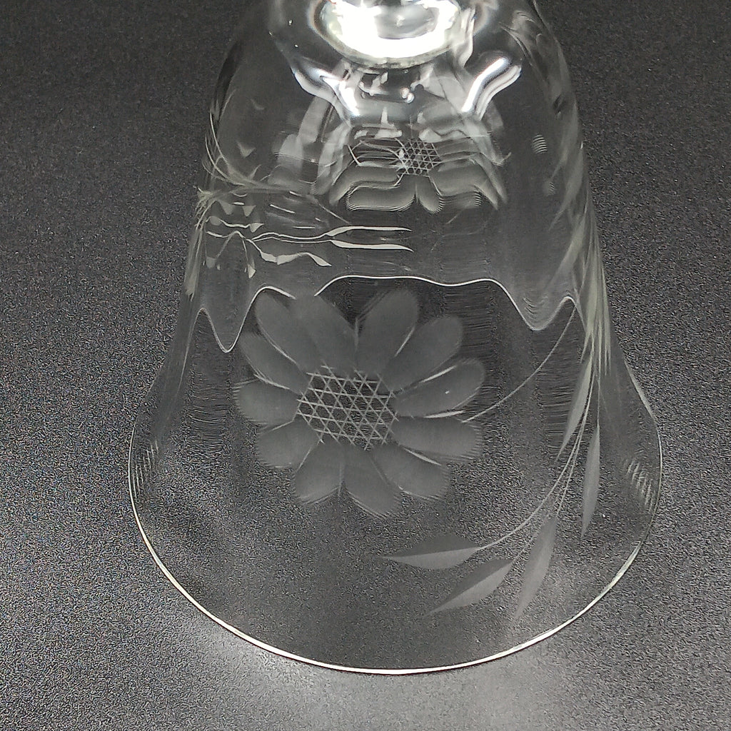 Vintage W.J. Hughes Cornflower Crystal Water Goblet – 6¾" Smooth Stem, Optic