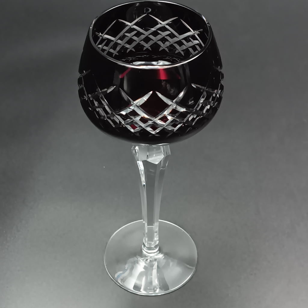 Elegant 7 7/8" Clear Cut Ruby Red Crystal Wine Glass – Timeless Sophistication