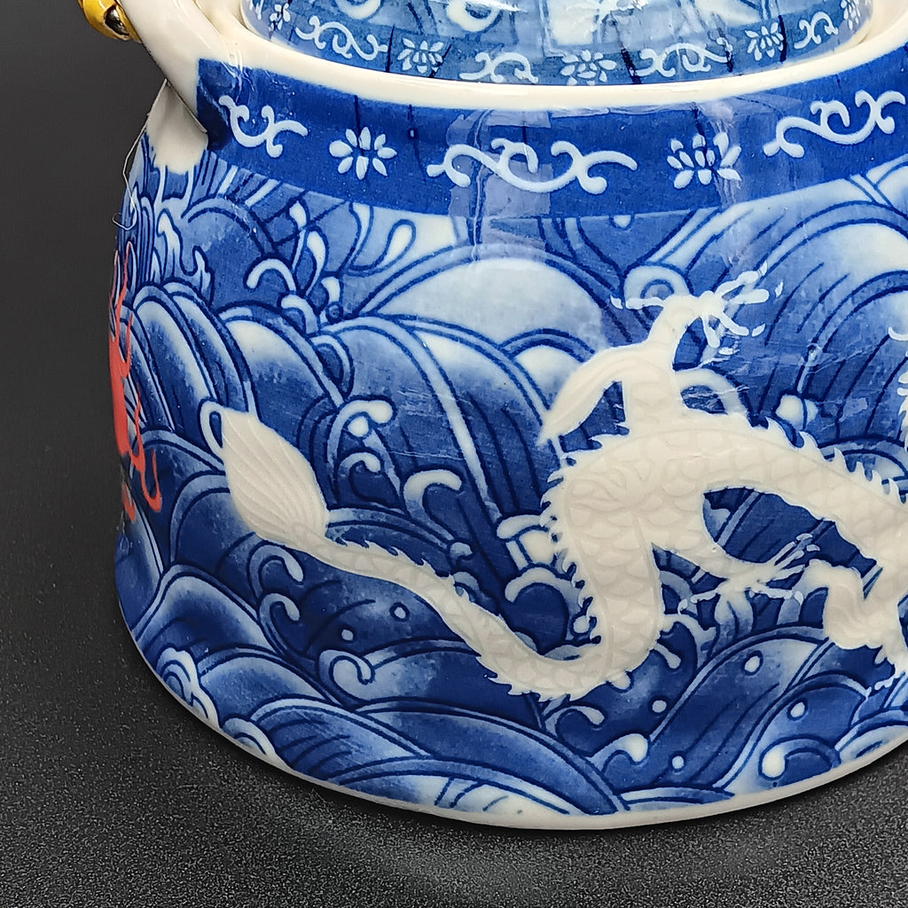 Hand-Painted Chinese Porcelain Dragon Teapot – Republic Period Style – Ye Gong Studio Mark (叶恭部款)