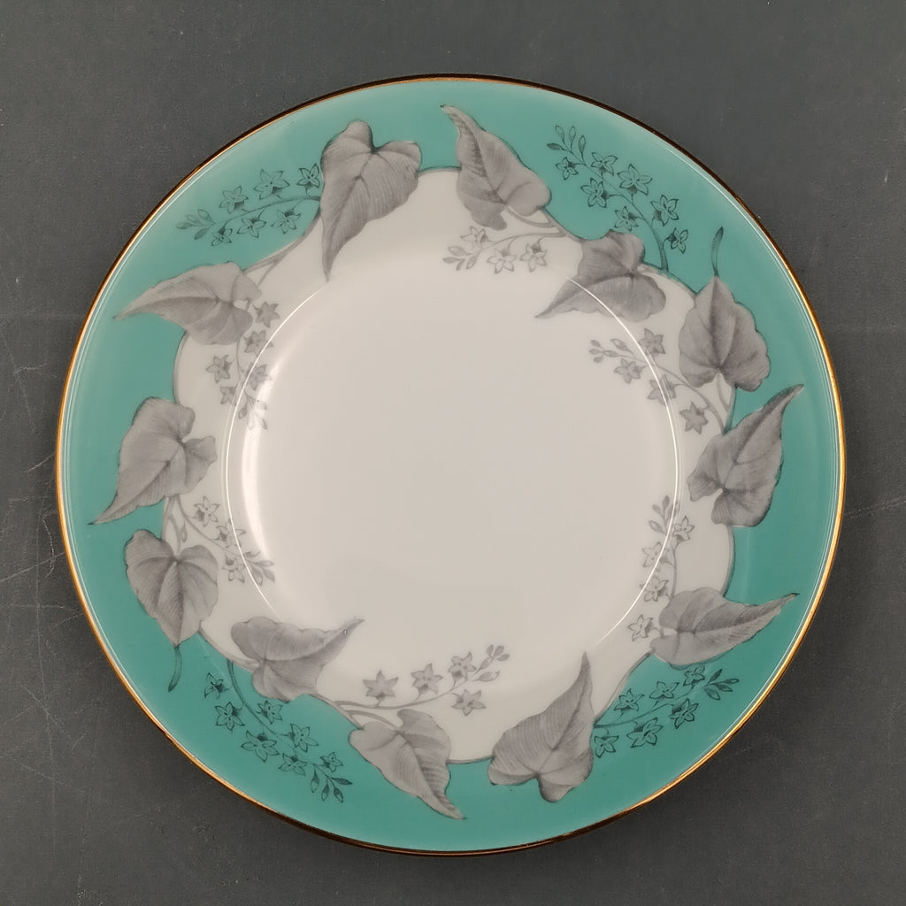 Wedgwood Buxton Turquoise soup bowl with gold rim and floral motif, bone china, England 1960s