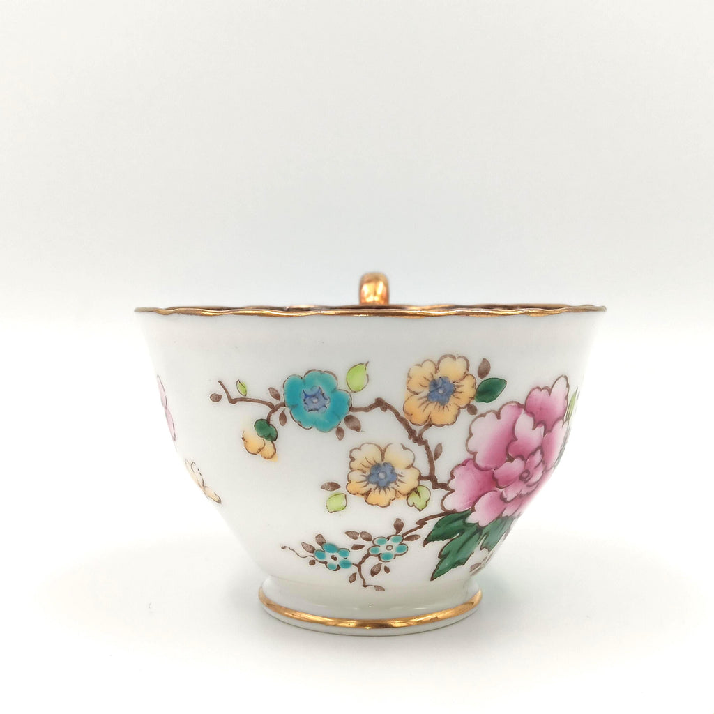 1930s Crown Staffordshire Hand-Painted Teacup & Saucer