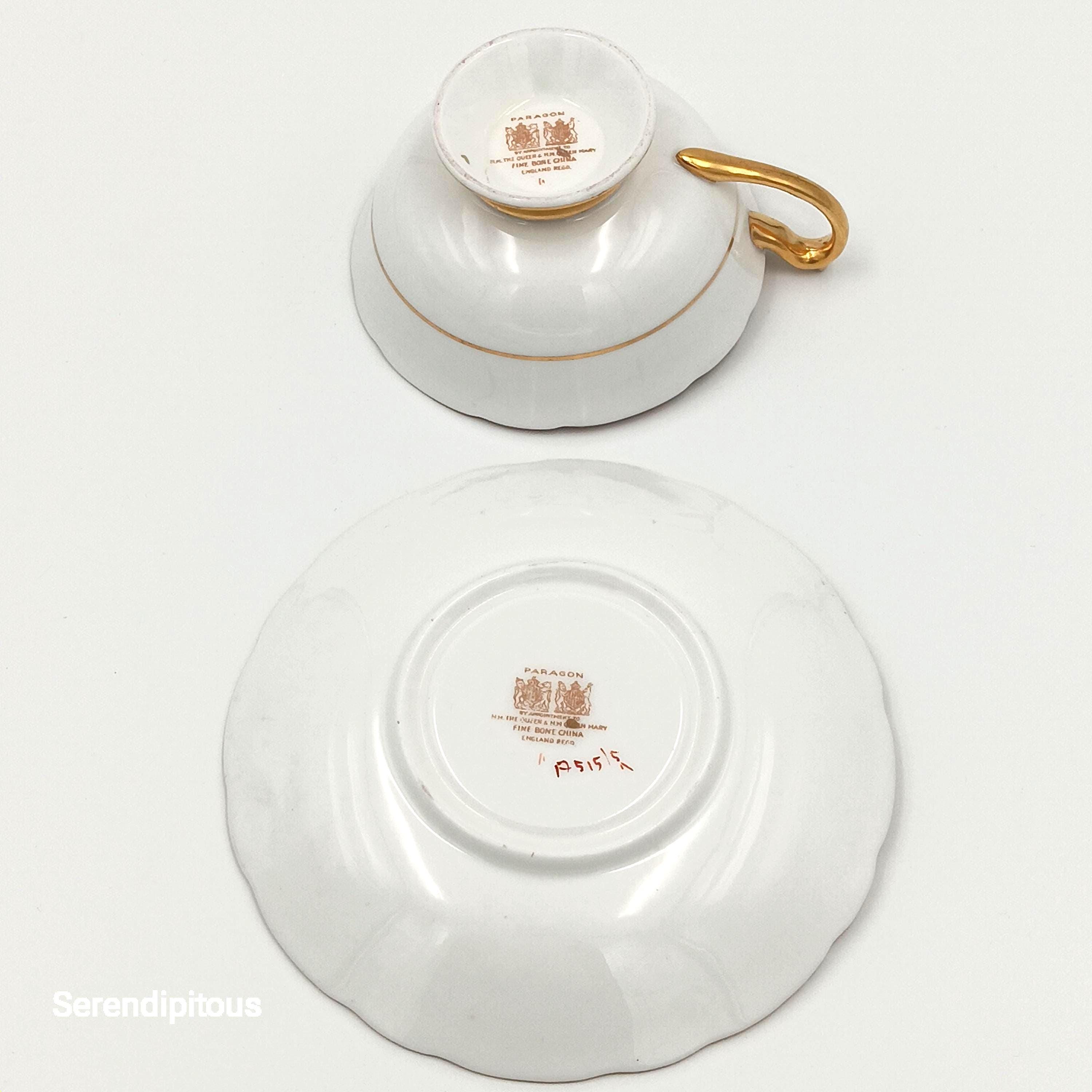 Paragon's  'Rose Bud Maroon' Double Warranted Teacup & Saucer with Gold Filigree