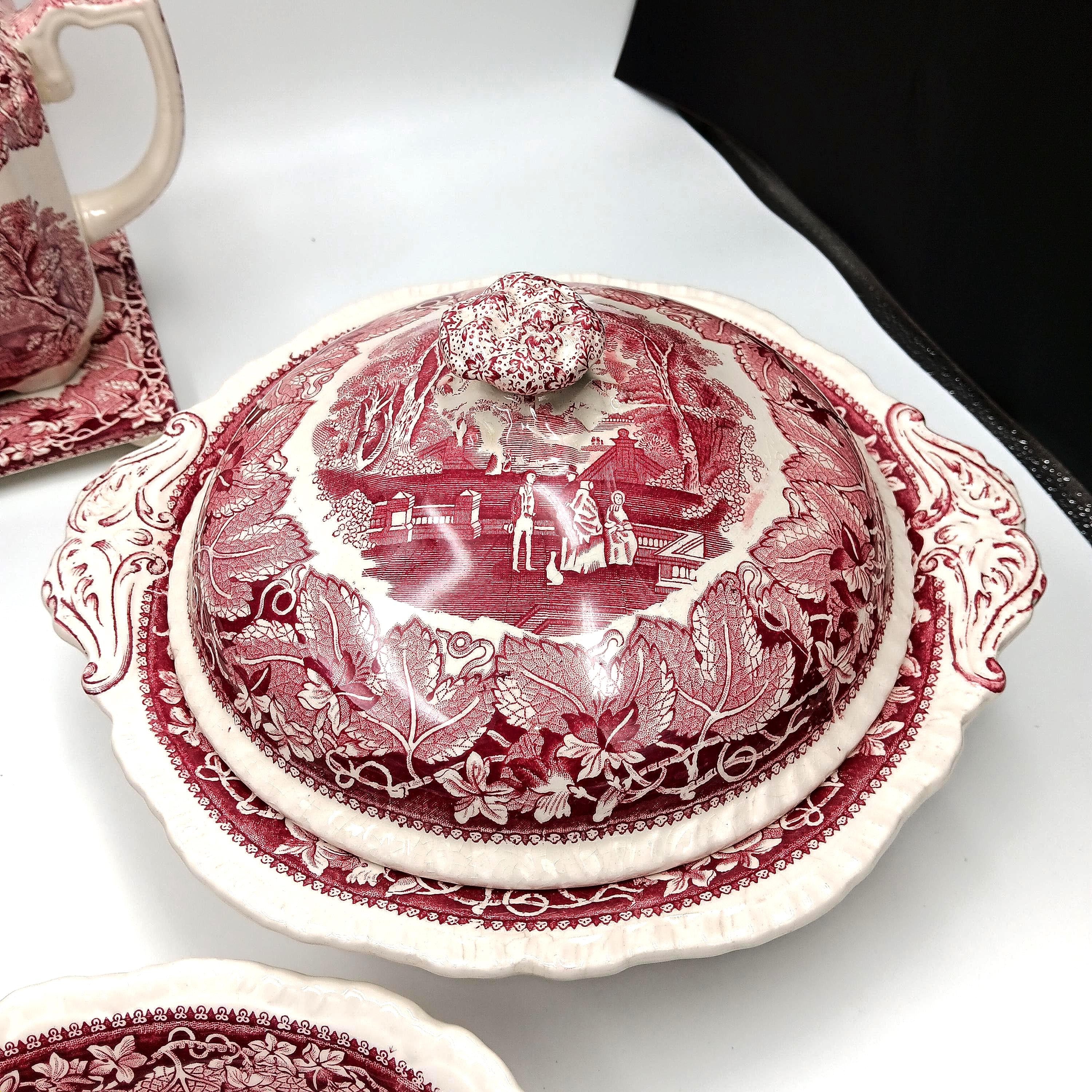 Vintage Mason's Vista Pink Ironstone, Accessory Pieces