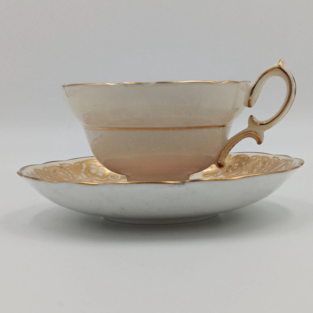 Rare Hammersley Hand Painted Red-Burgundy Teacup & Saucer
