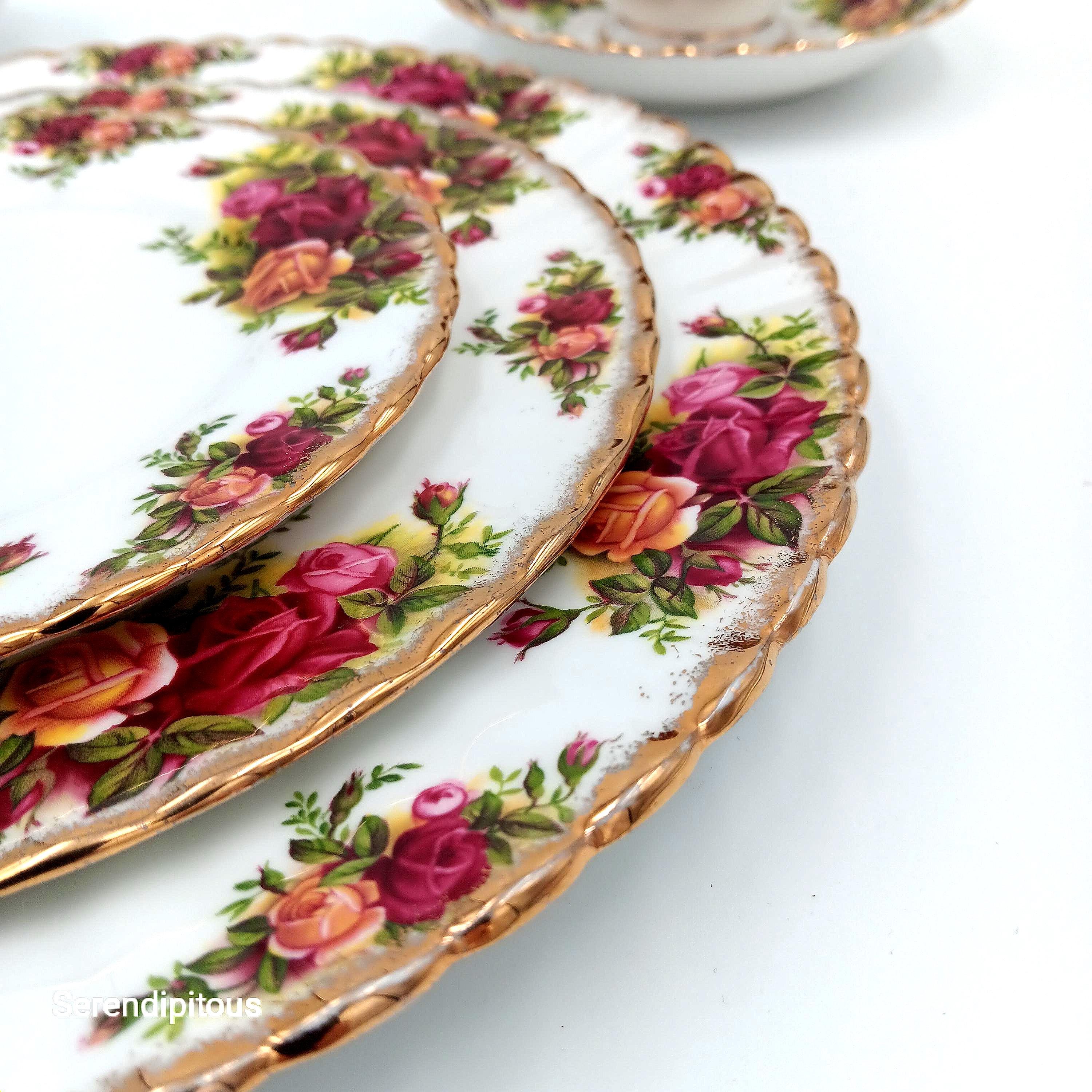 Royal Albert 'Old Country Roses', Fine Bone China, Place Setting with Dessert Dish