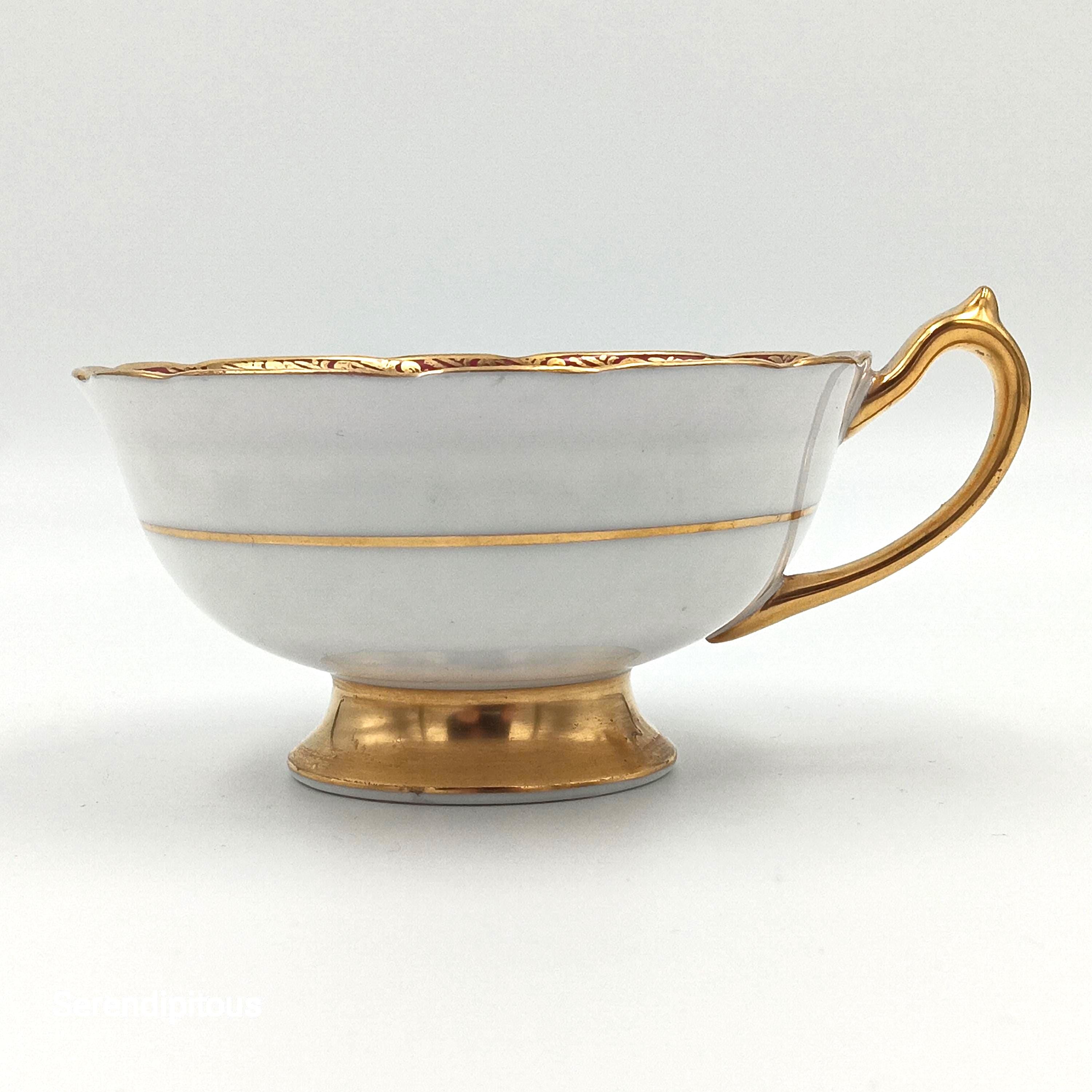 Paragon's  'Rose Bud Maroon' Double Warranted Teacup & Saucer with Gold Filigree
