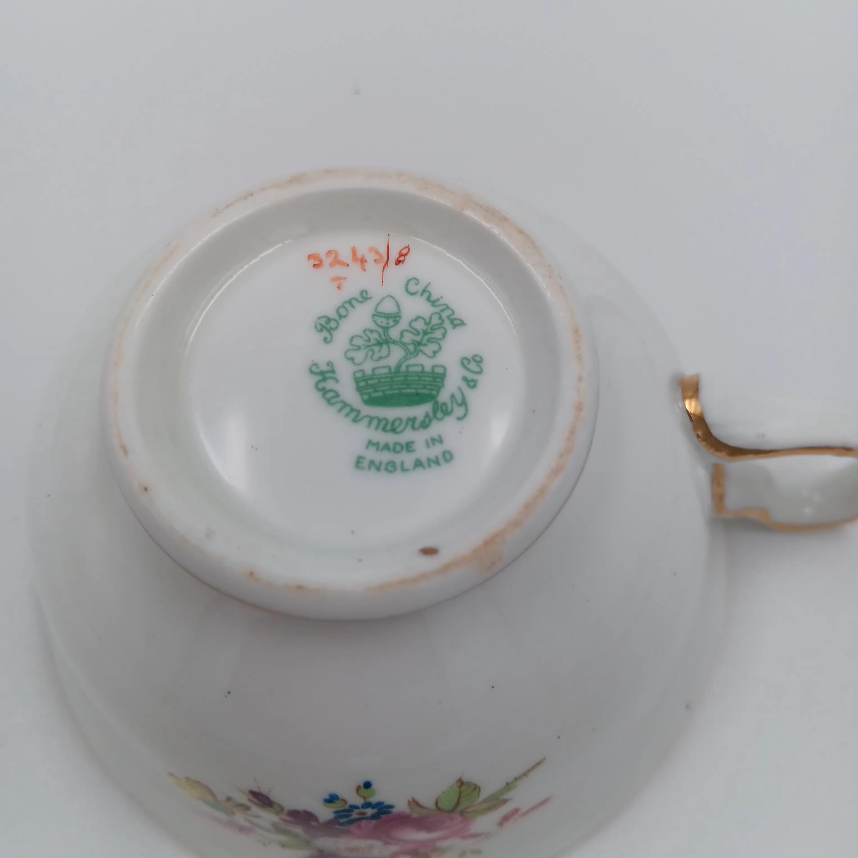 Vintage Hammersley Signed Teacup & Saucer
