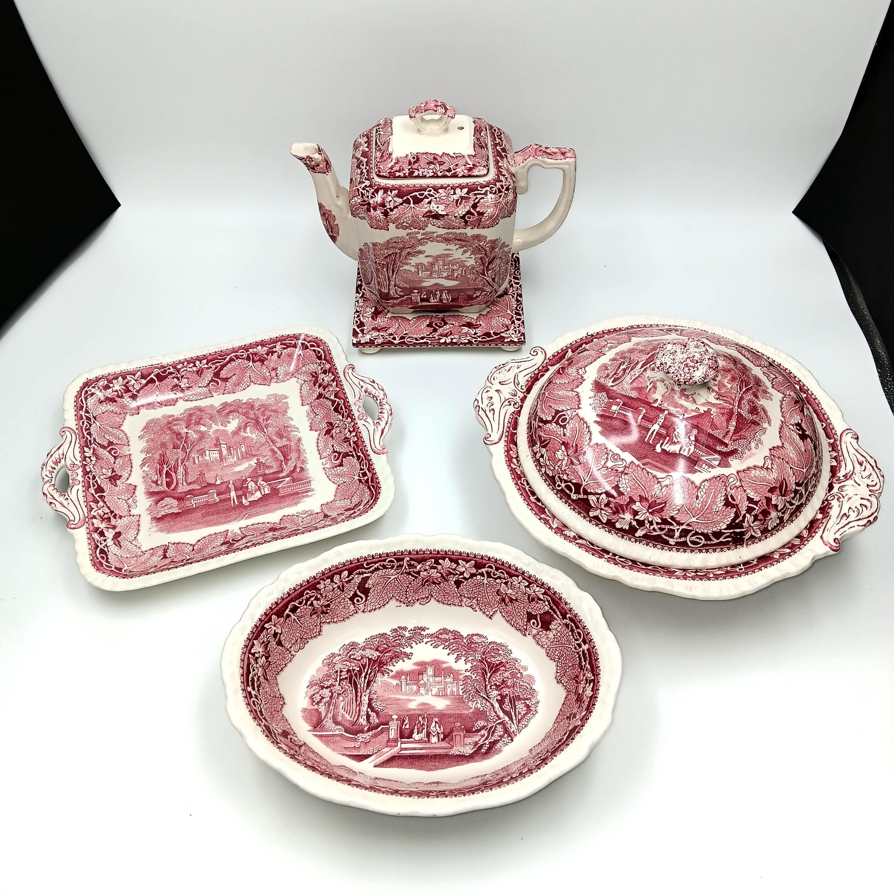 Vintage Mason's Vista Pink Ironstone, Accessory Pieces