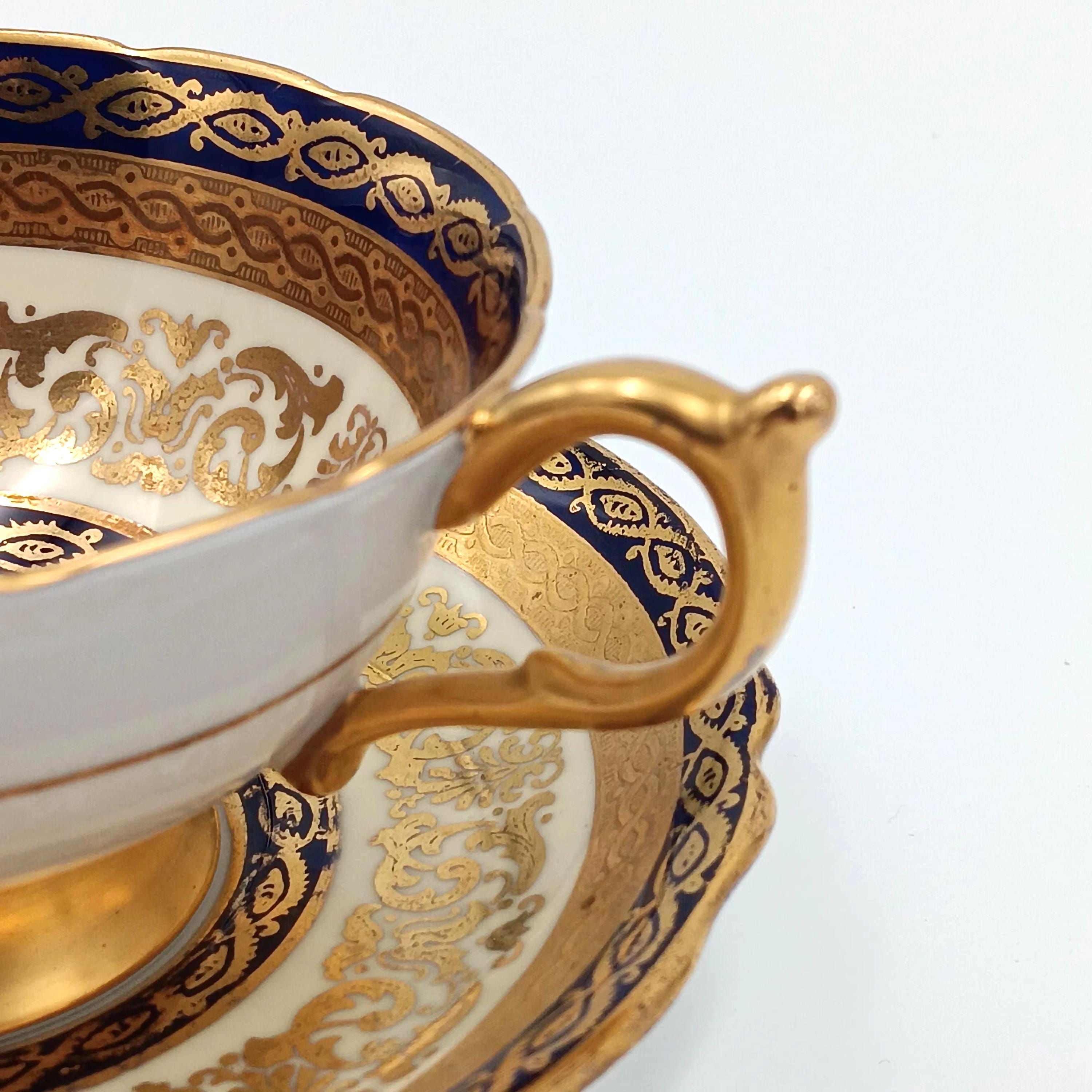 Paragon, Double Warrant, Cobalt Blue, Floating Rose Teacup & Saucer